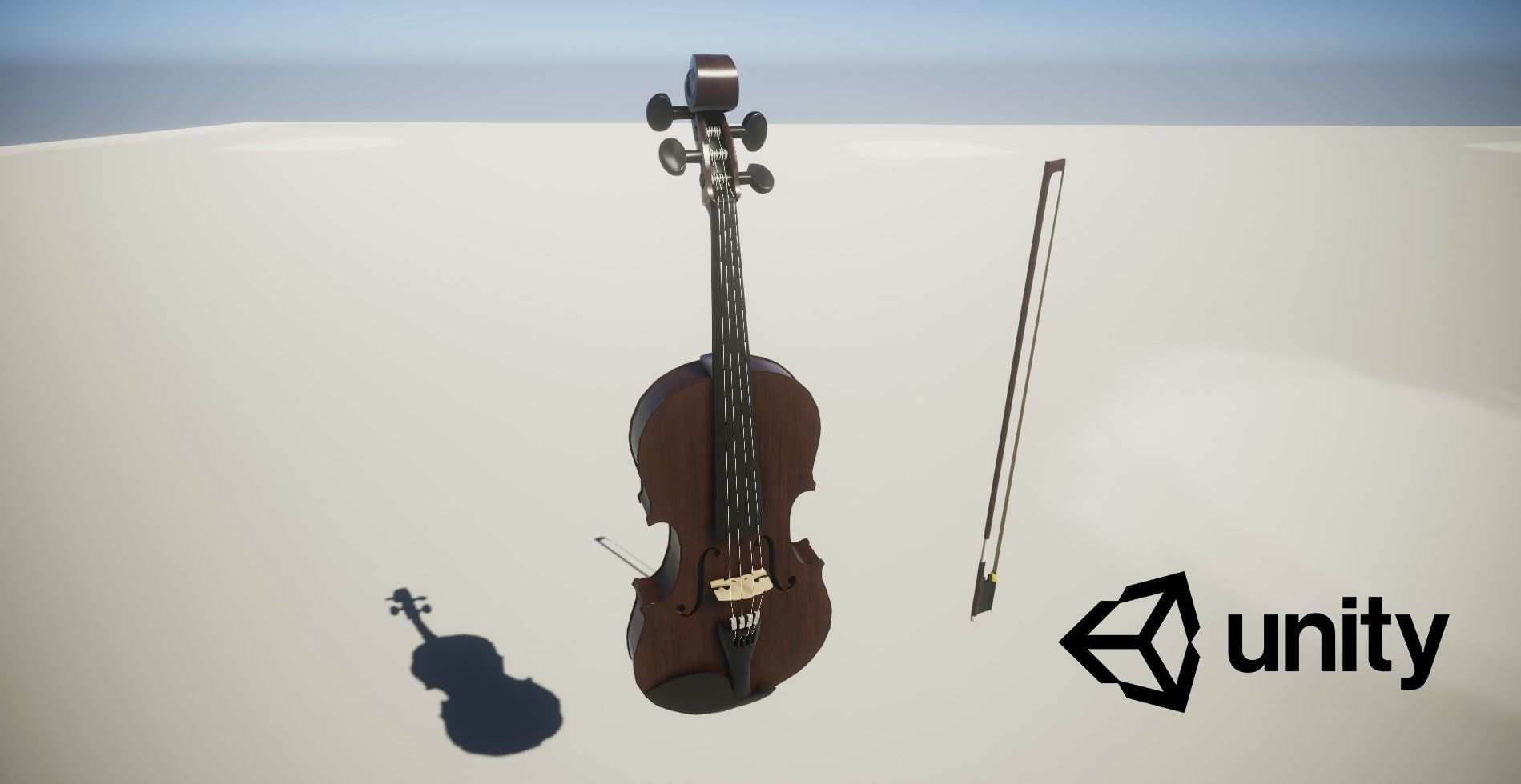 Violin model with bow Low-poly 3D model_11