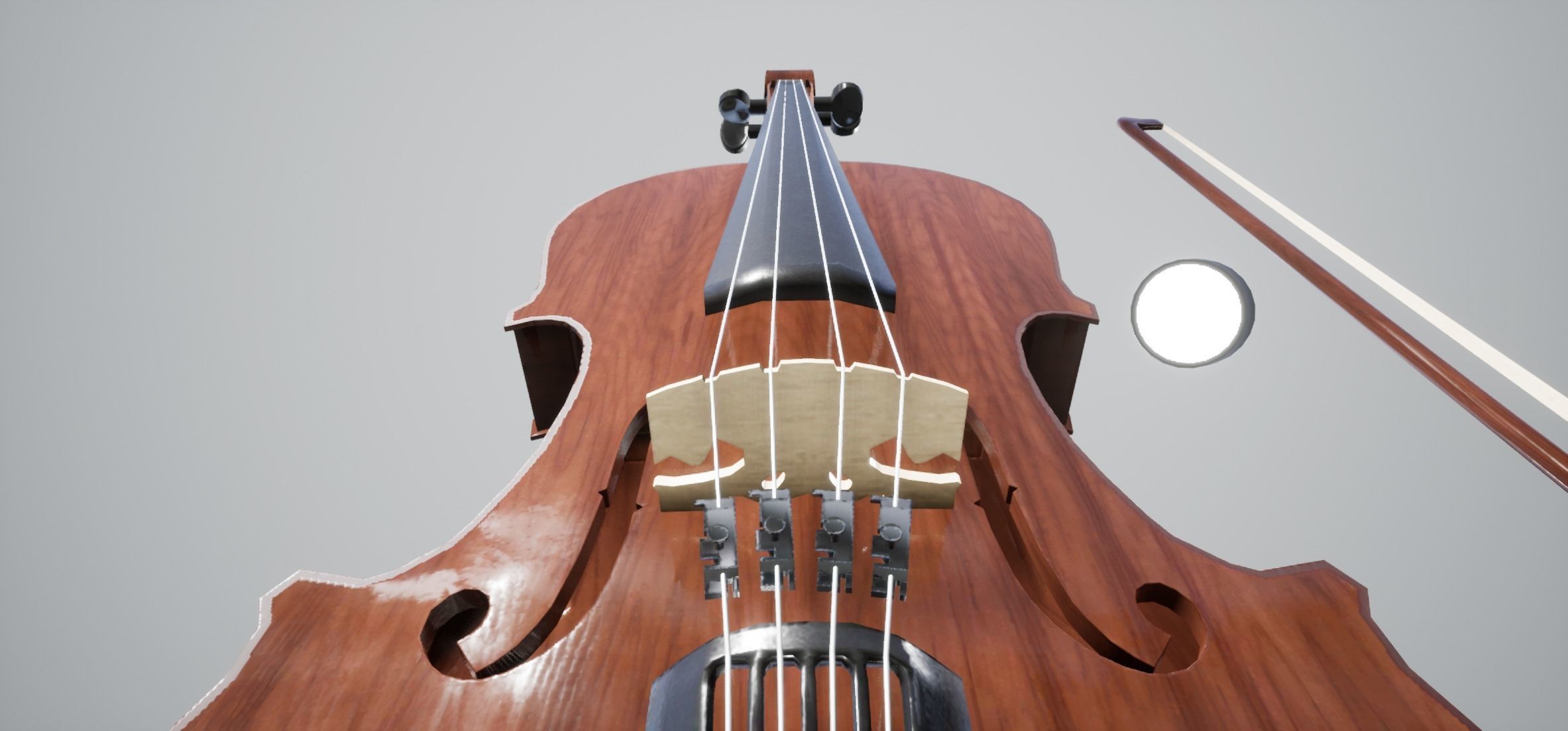 Violin model with bow Low-poly 3D model_10