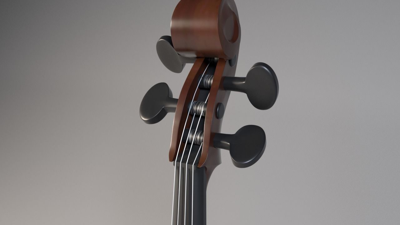 Violin model with bow Low-poly 3D model_3