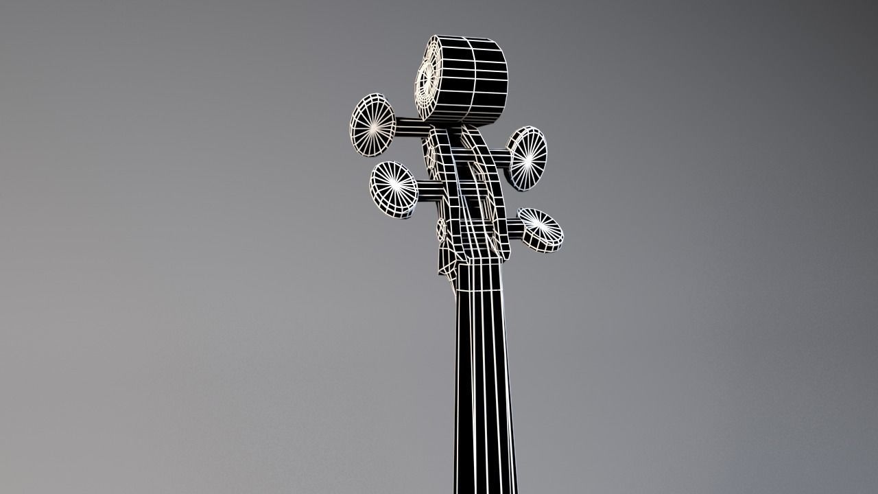 Violin model with bow Low-poly 3D model_20