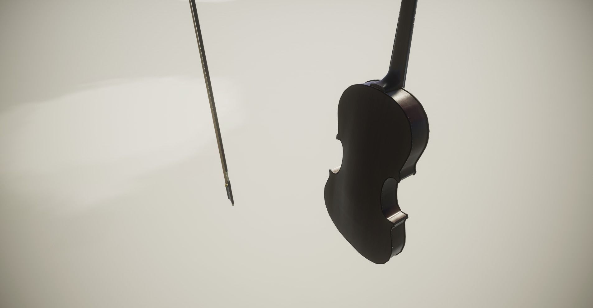 Violin model with bow Low-poly 3D model_15