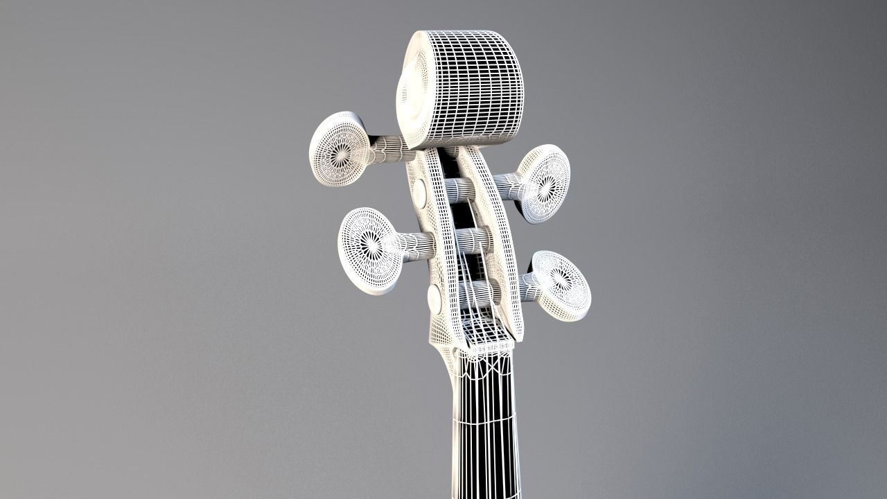 Violin model with bow Low-poly 3D model_21