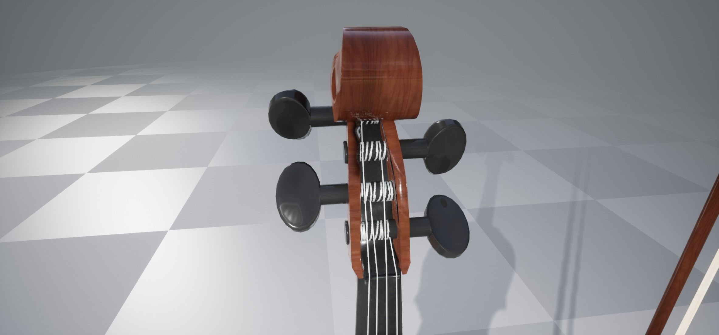 Violin model with bow Low-poly 3D model_7