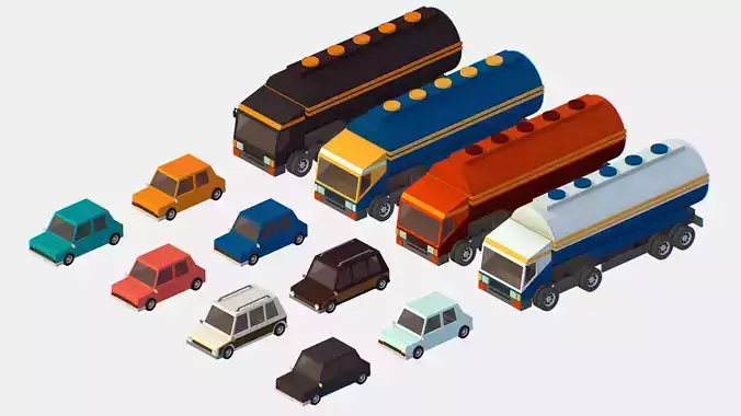 Isometric style commercial vehicle tank 3d model