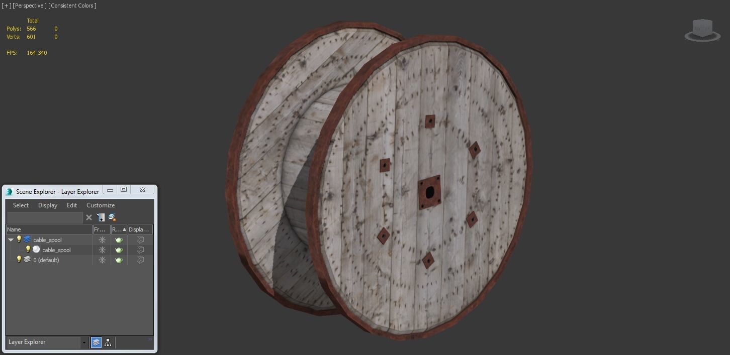 Cable Spool Low-poly 3D model_17