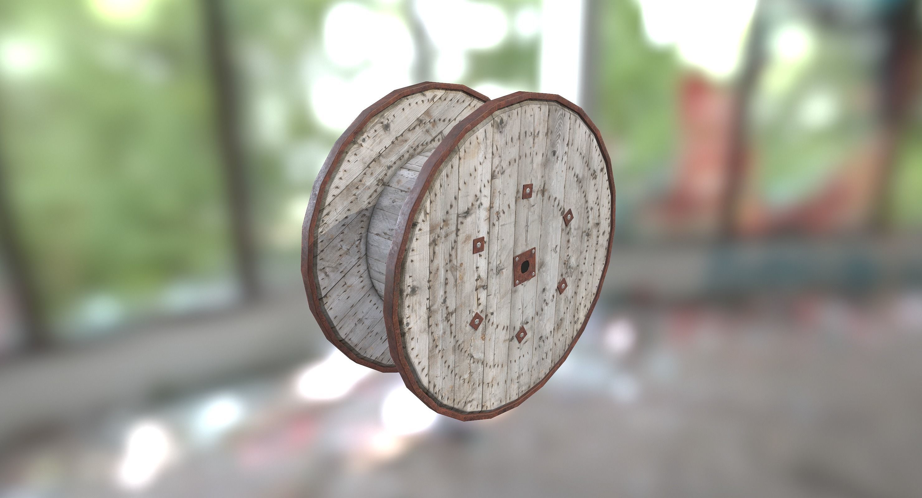 Cable Spool Low-poly 3D model_10