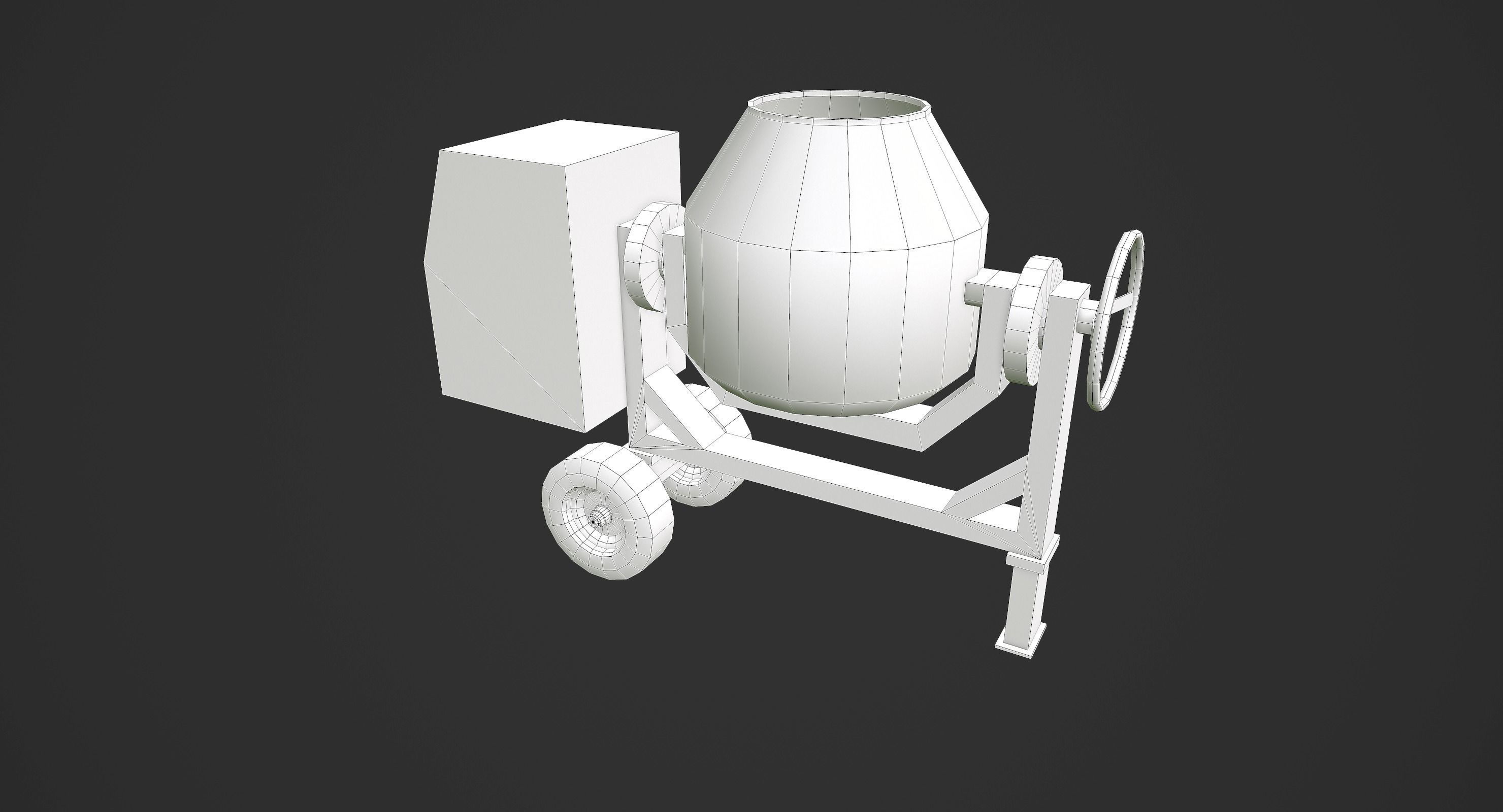 Concrete Mixer Low-poly 3D model_8