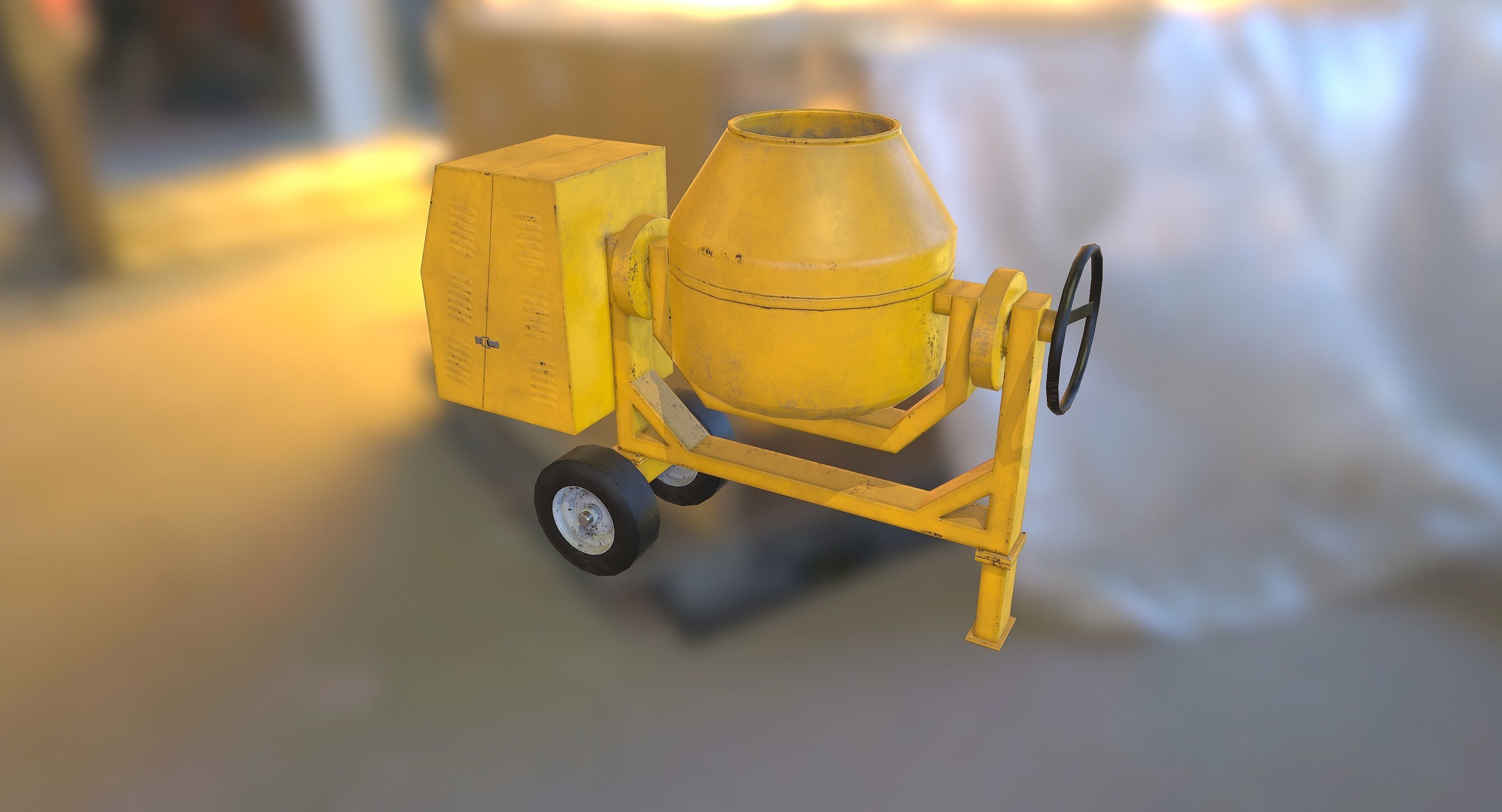 Concrete Mixer Low-poly 3D model_5