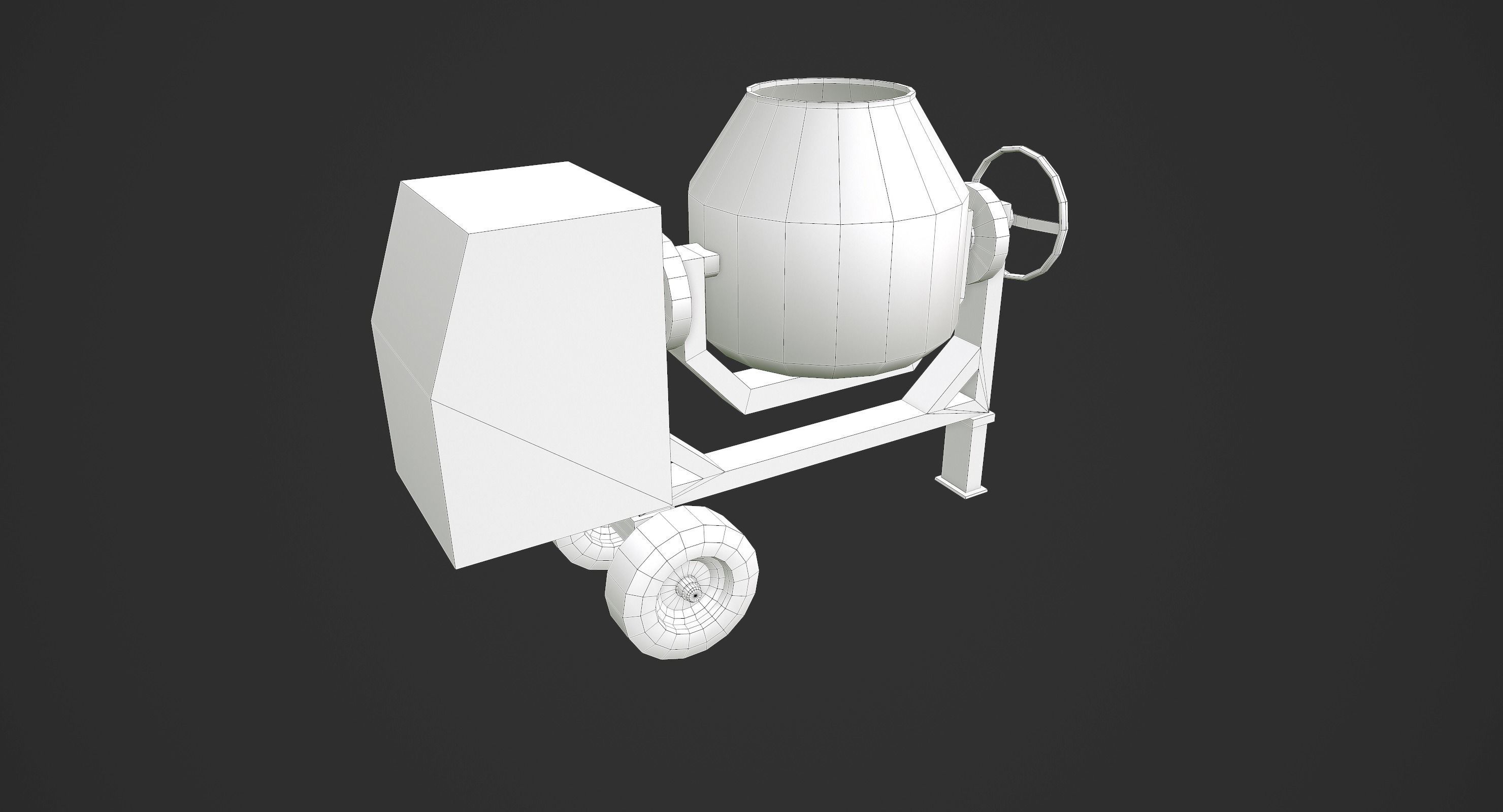 Concrete Mixer Low-poly 3D model_10