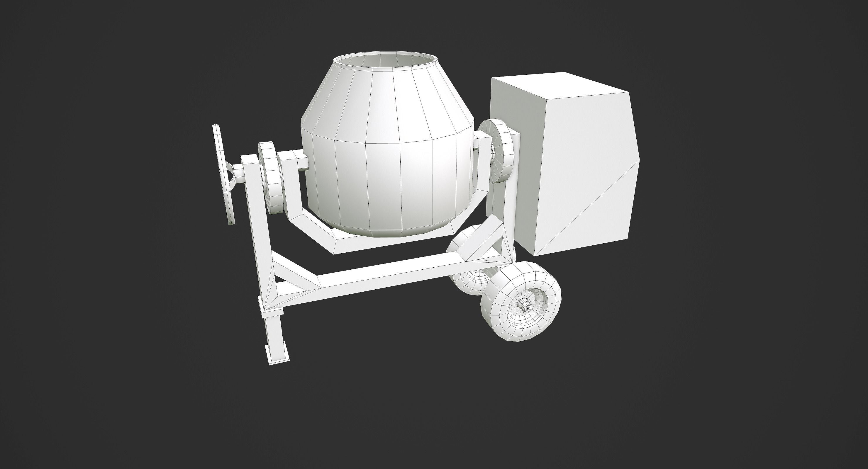 Concrete Mixer Low-poly 3D model_9