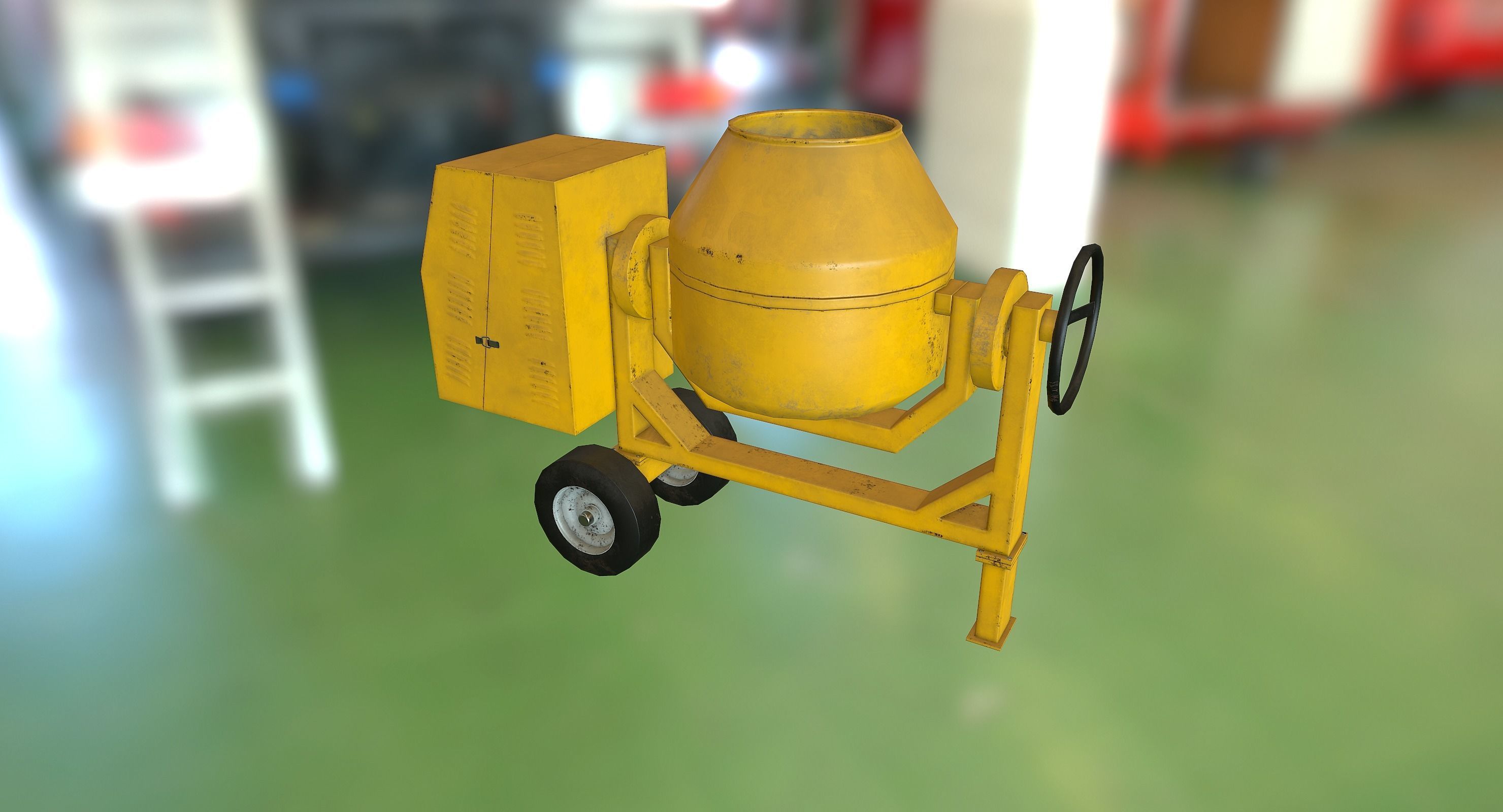 Concrete Mixer Low-poly 3D model_7