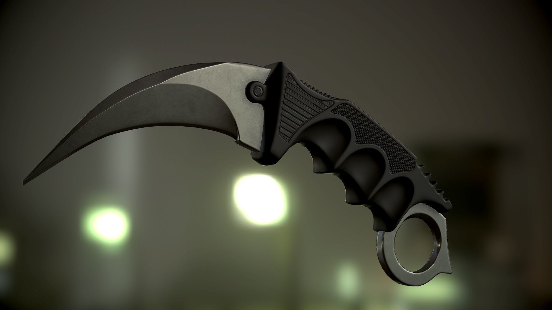 Knife Karambit Black Low-poly 3D model_13