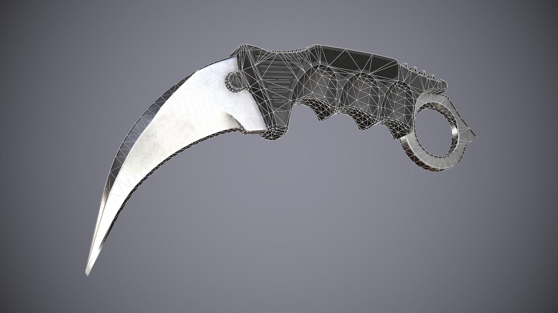 Knife Karambit Black Low-poly 3D model_6