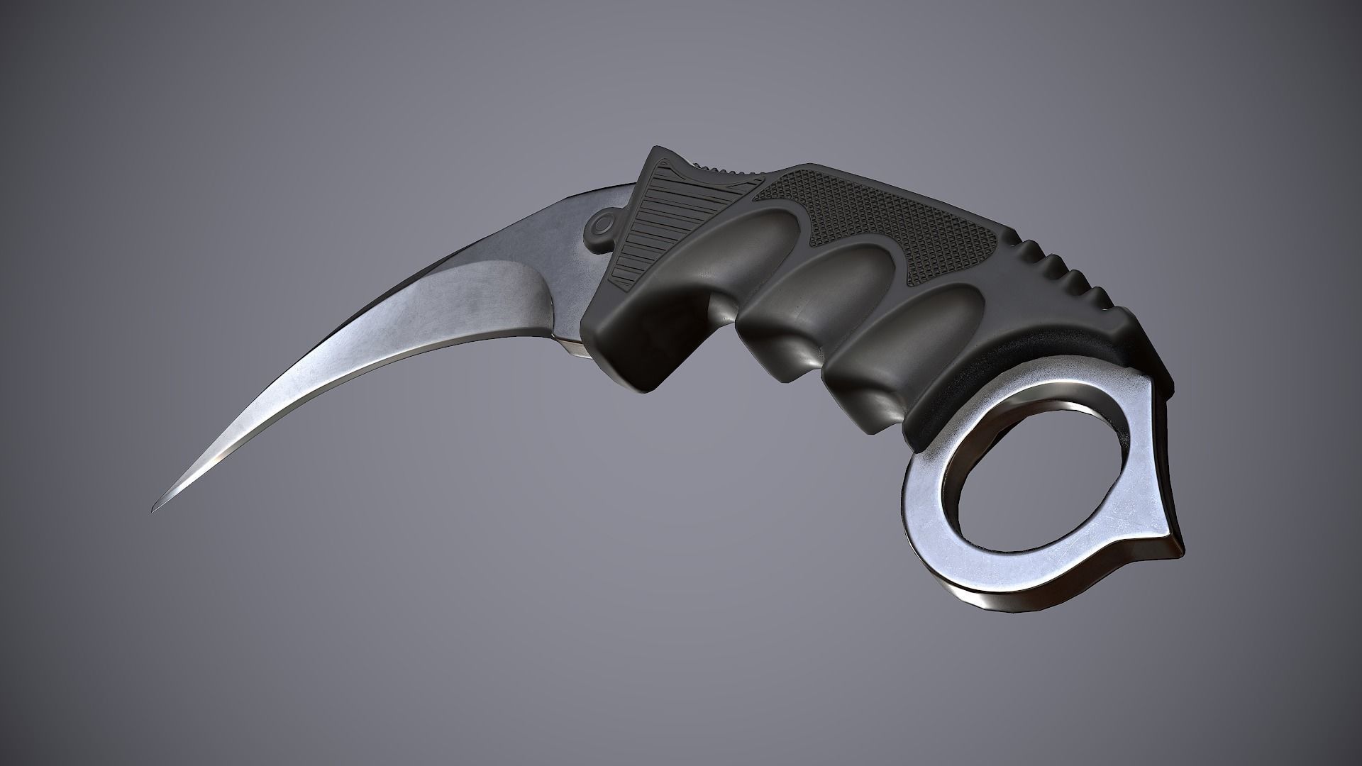 Knife Karambit Black Low-poly 3D model_9