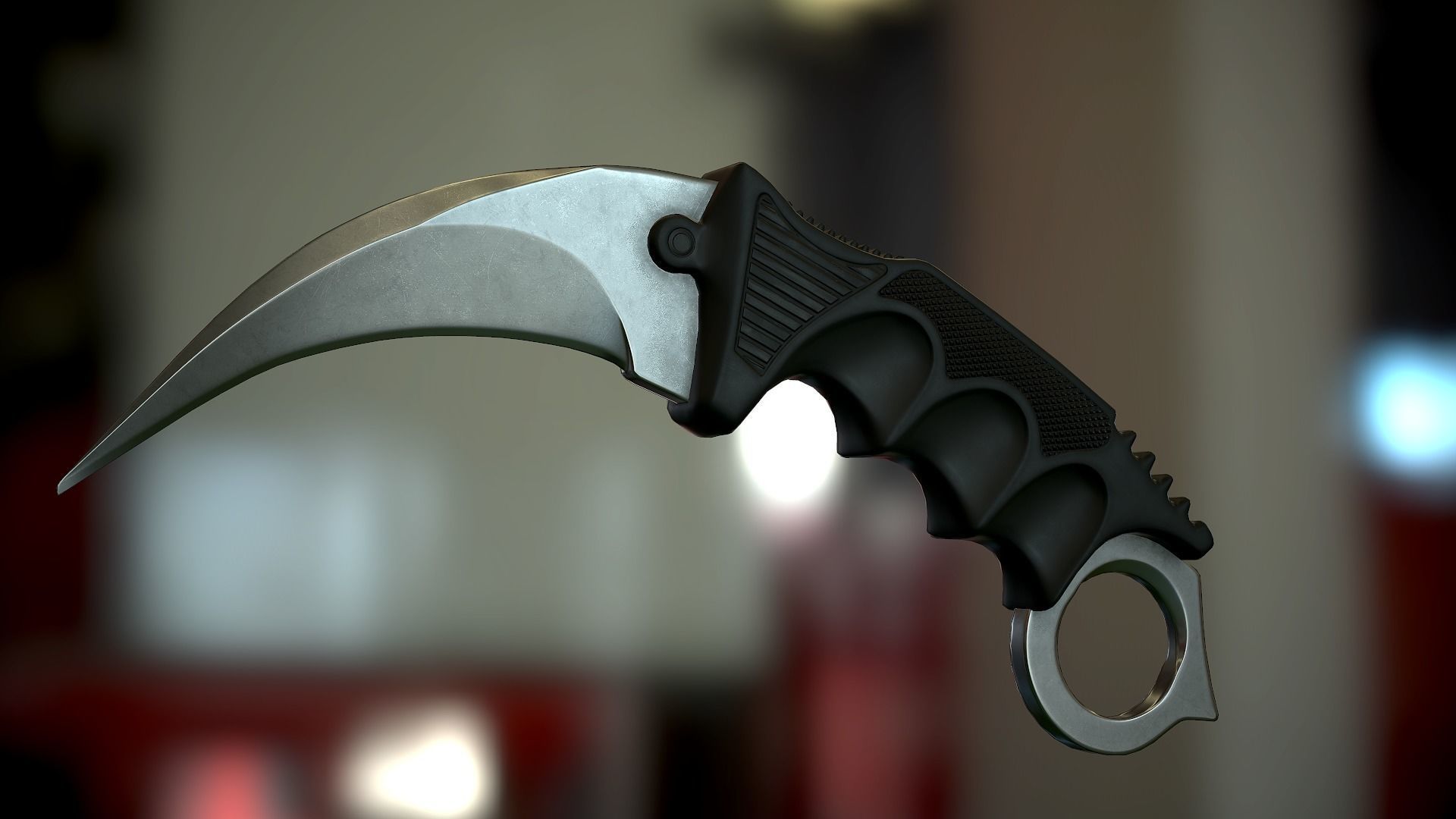 Knife Karambit Black Low-poly 3D model_15