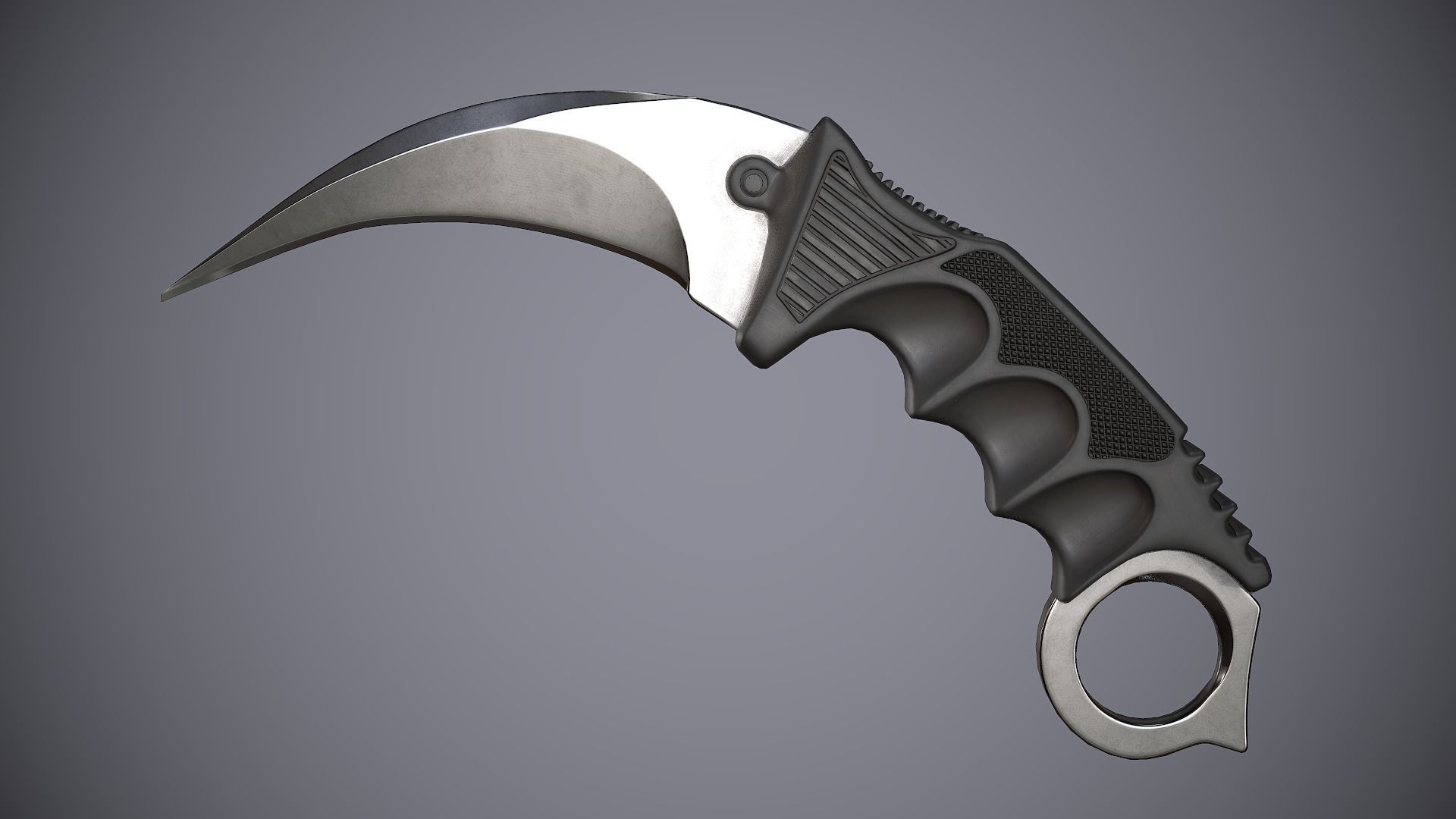Knife Karambit Black Low-poly 3D model_7