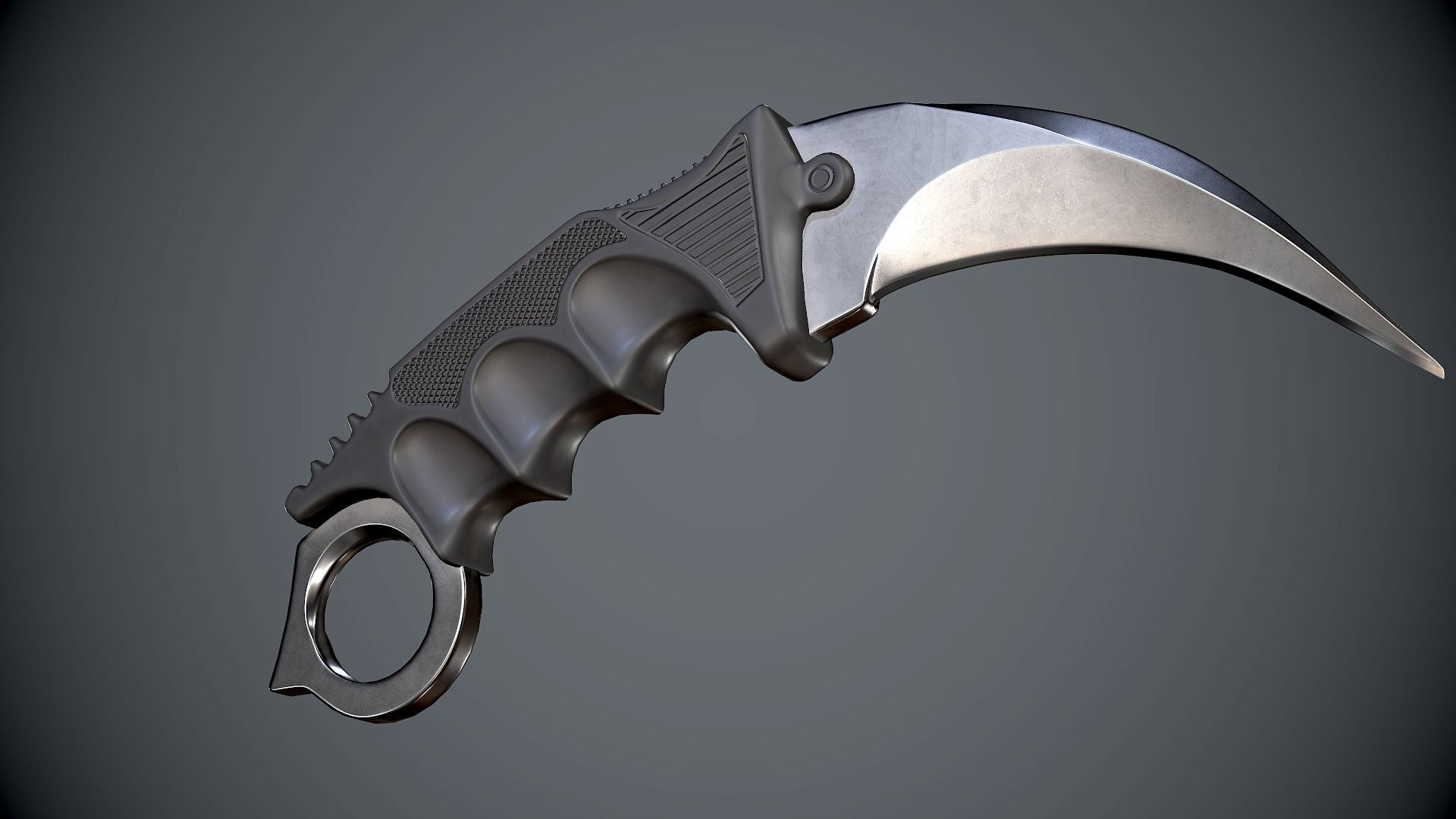 Knife Karambit Black Low-poly 3D model_3