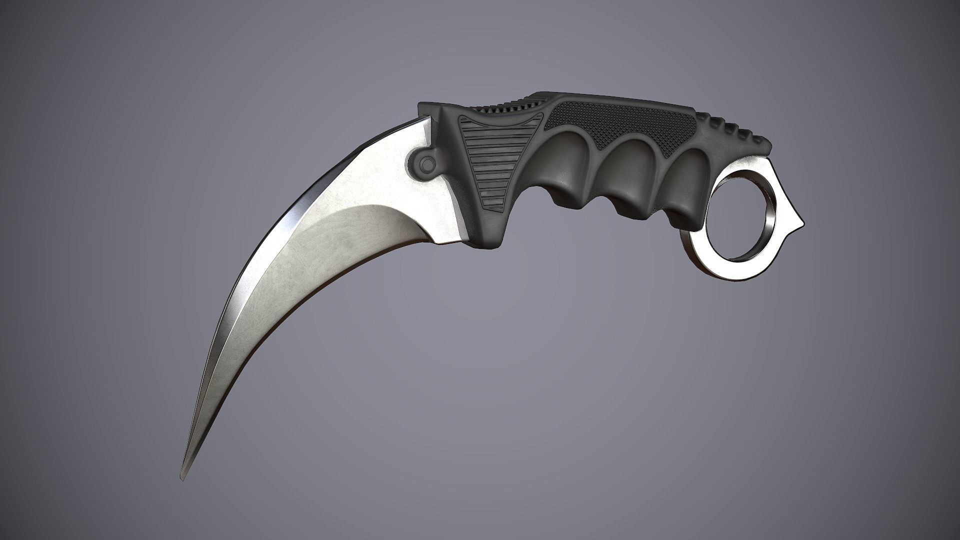 Knife Karambit Black Low-poly 3D model_11