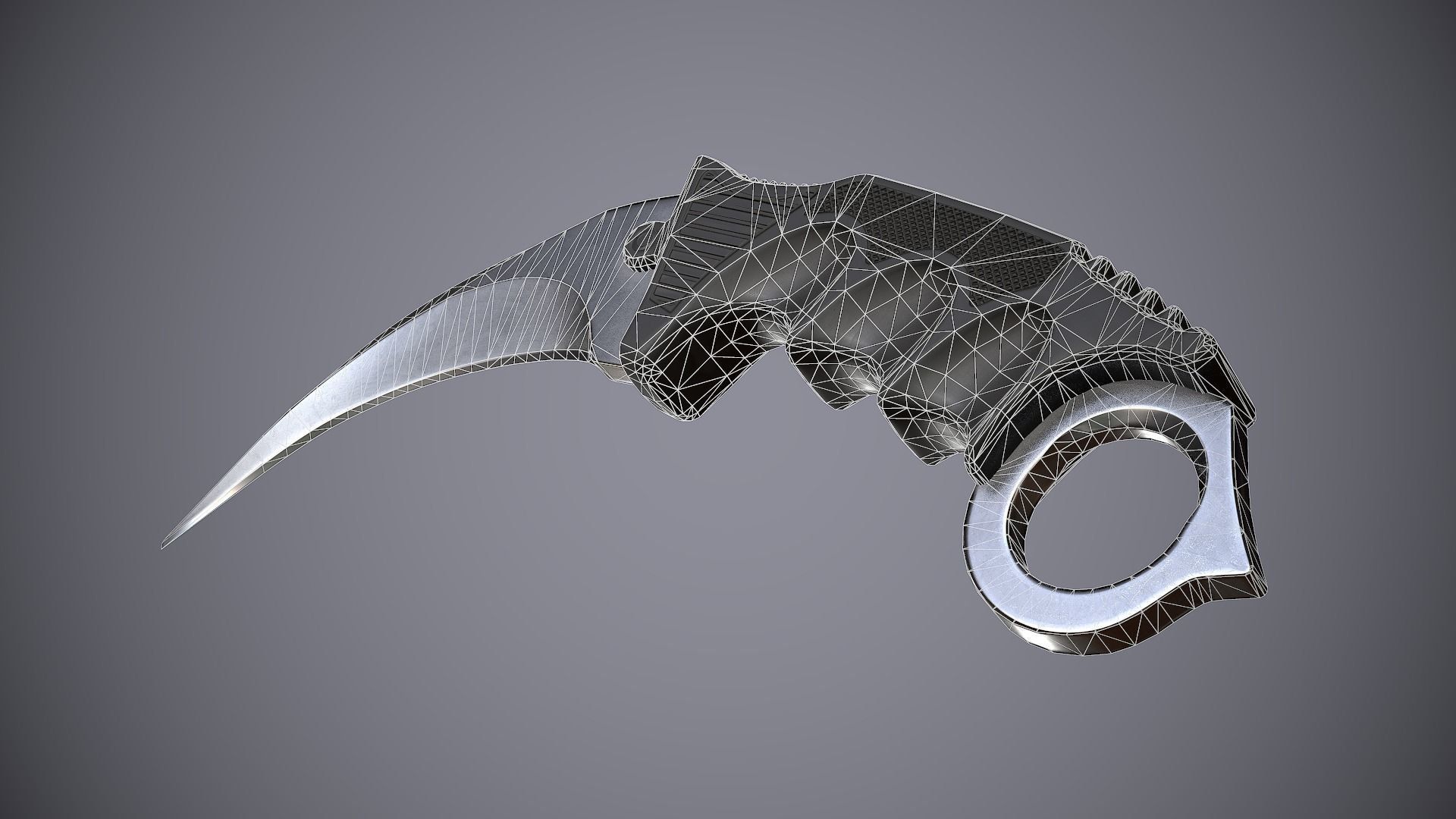 Knife Karambit Black Low-poly 3D model_10