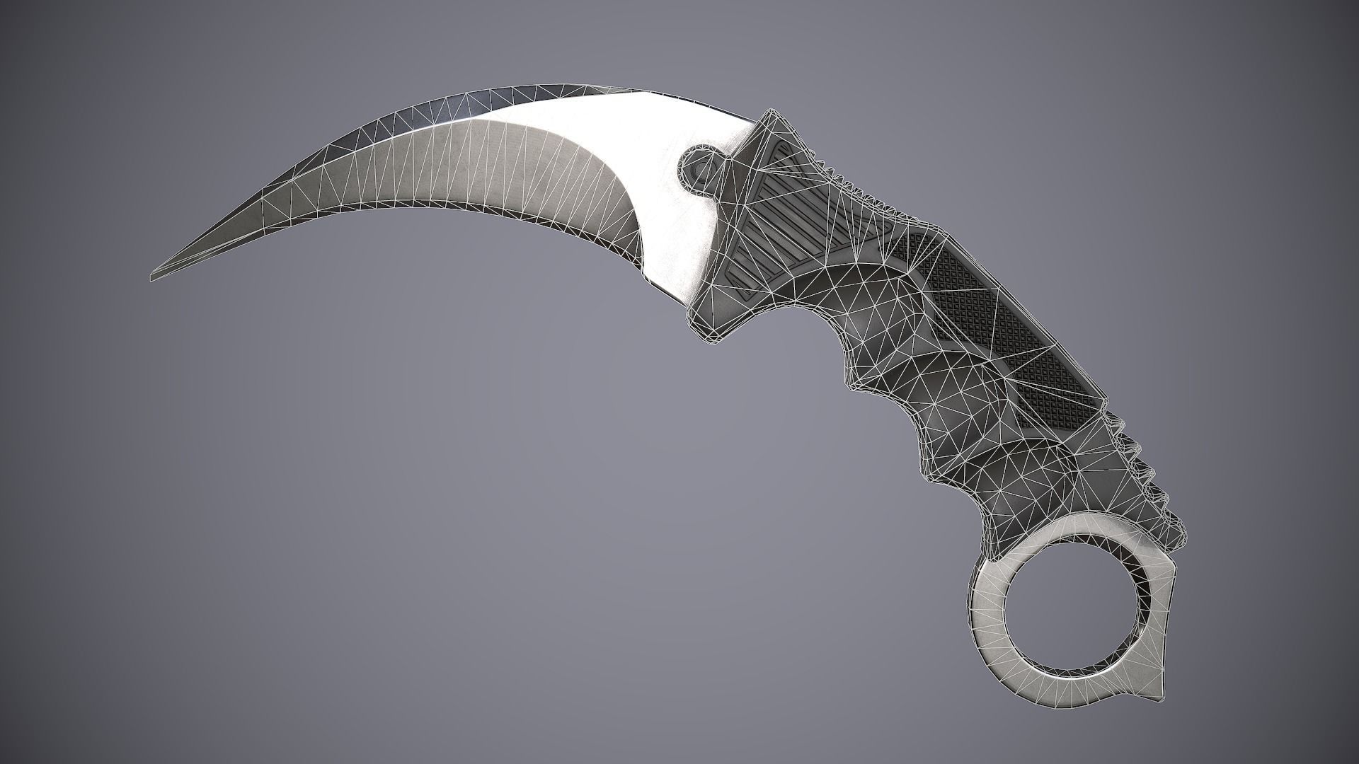 Knife Karambit Black Low-poly 3D model_8