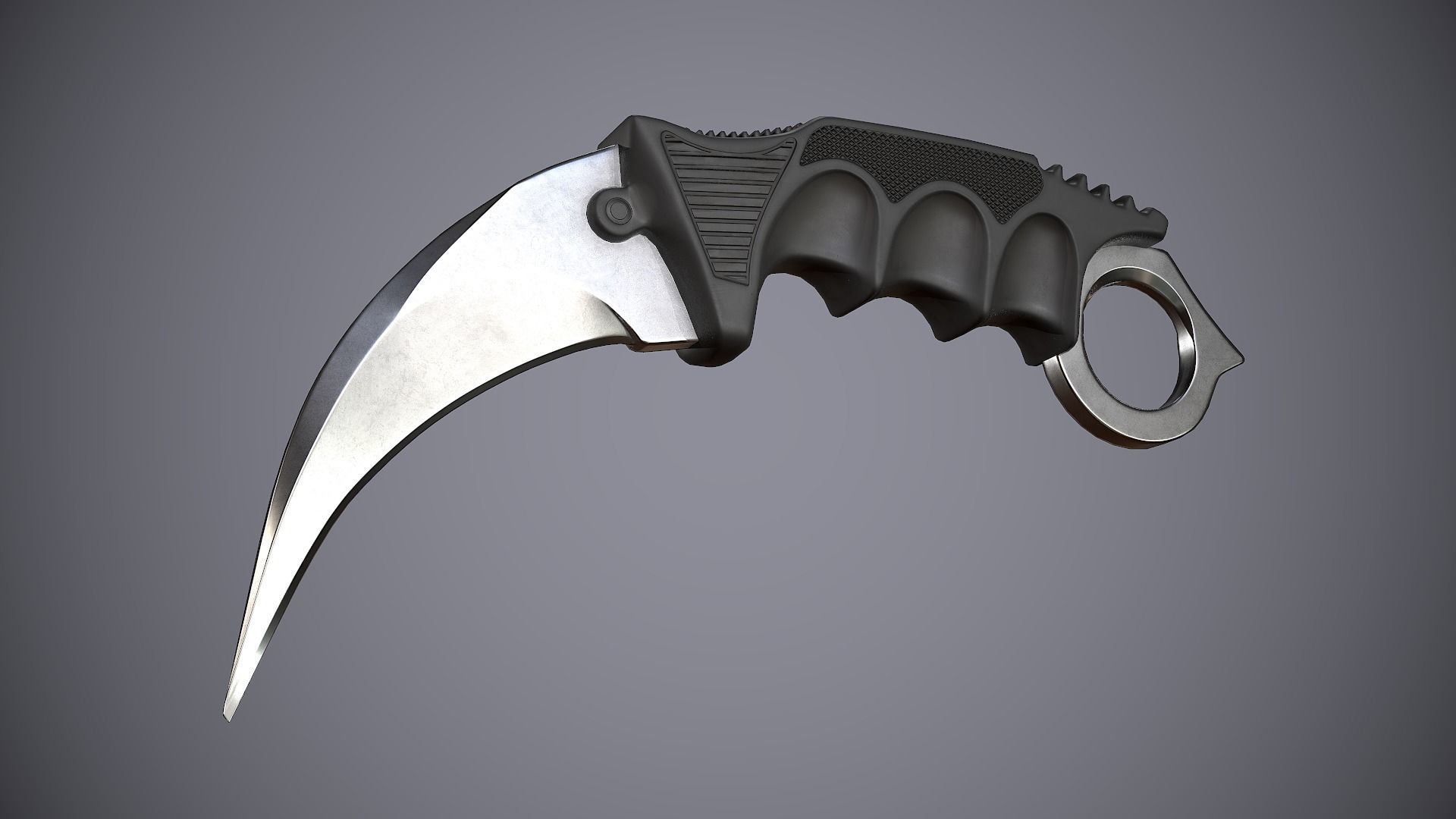 Knife Karambit Black Low-poly 3D model_5