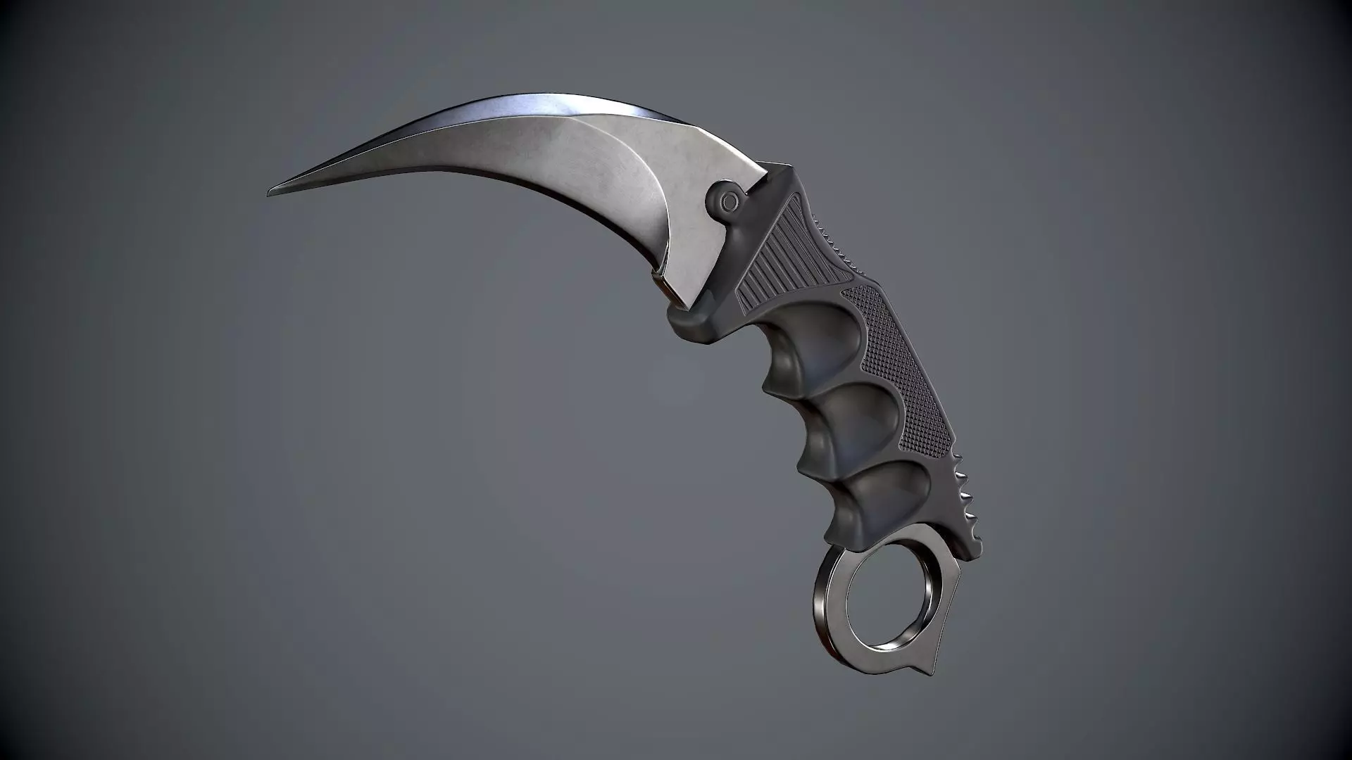 Knife Karambit Black Low-poly 3D model_0
