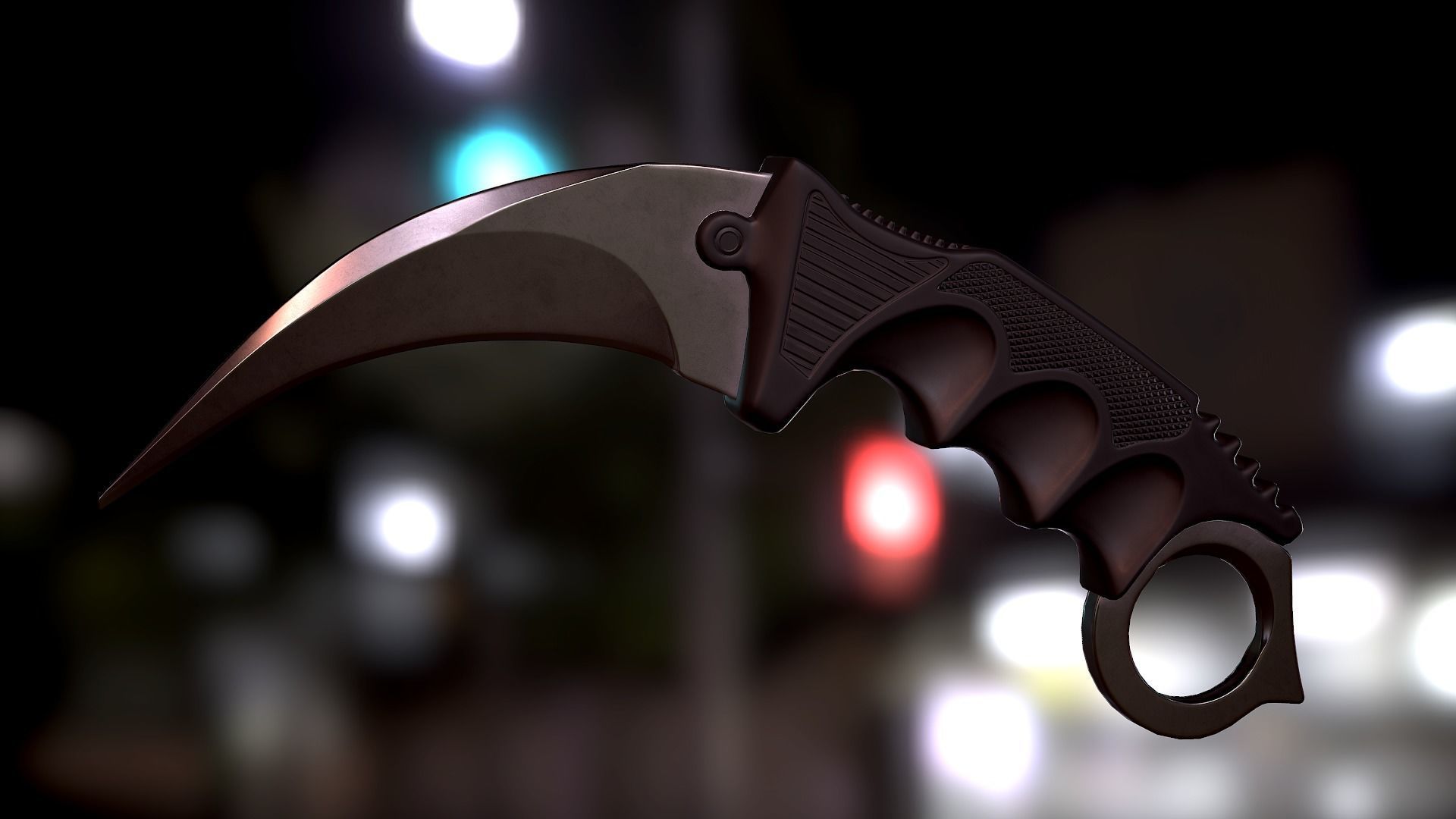 Knife Karambit Black Low-poly 3D model_14