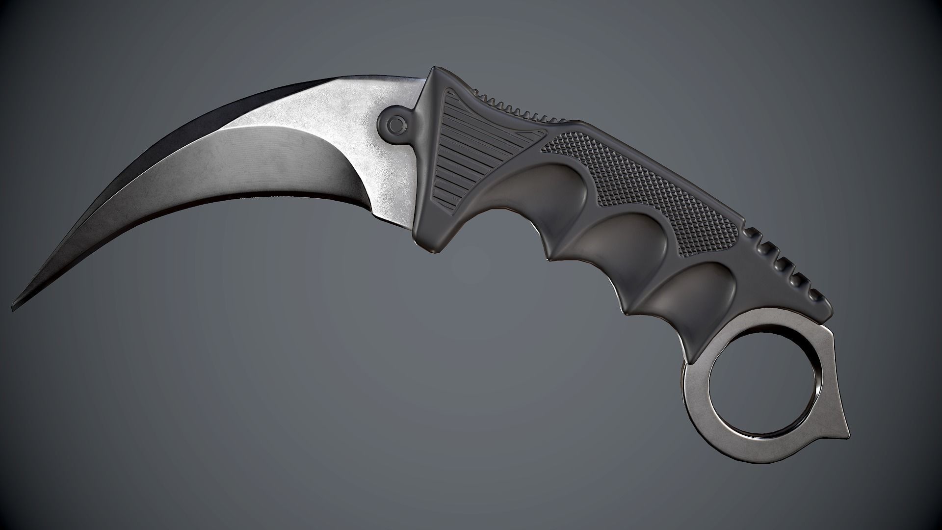 Knife Karambit Black Low-poly 3D model_4