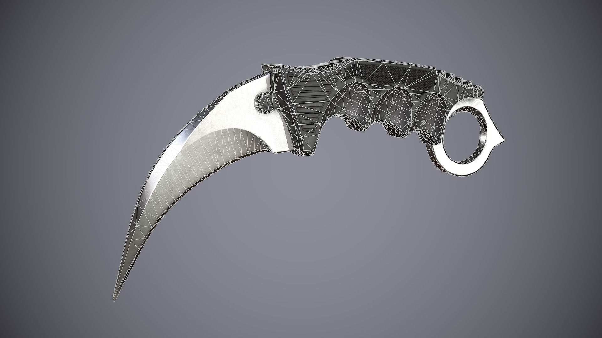 Knife Karambit Black Low-poly 3D model_12