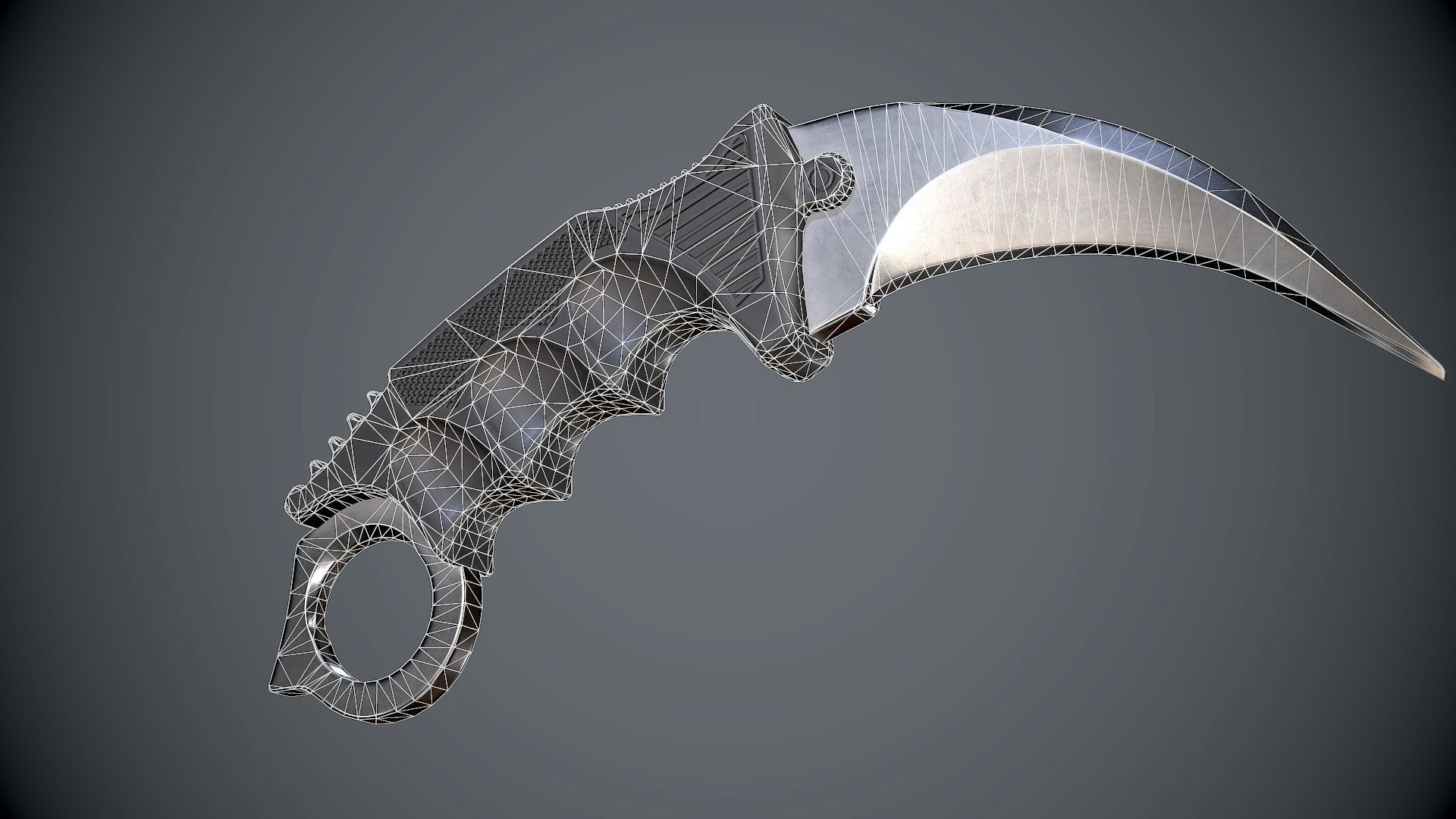 Knife Karambit Black Low-poly 3D model_2