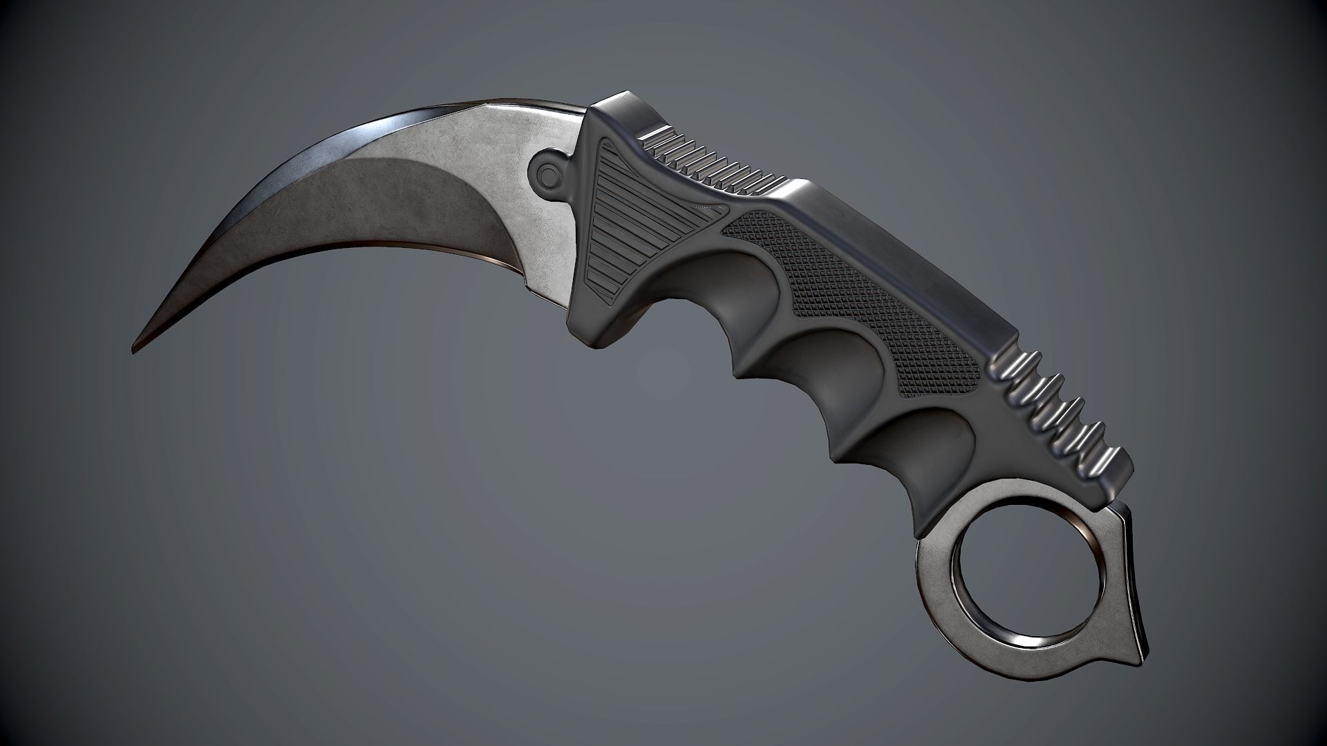 Knife Karambit Black Low-poly 3D model_1