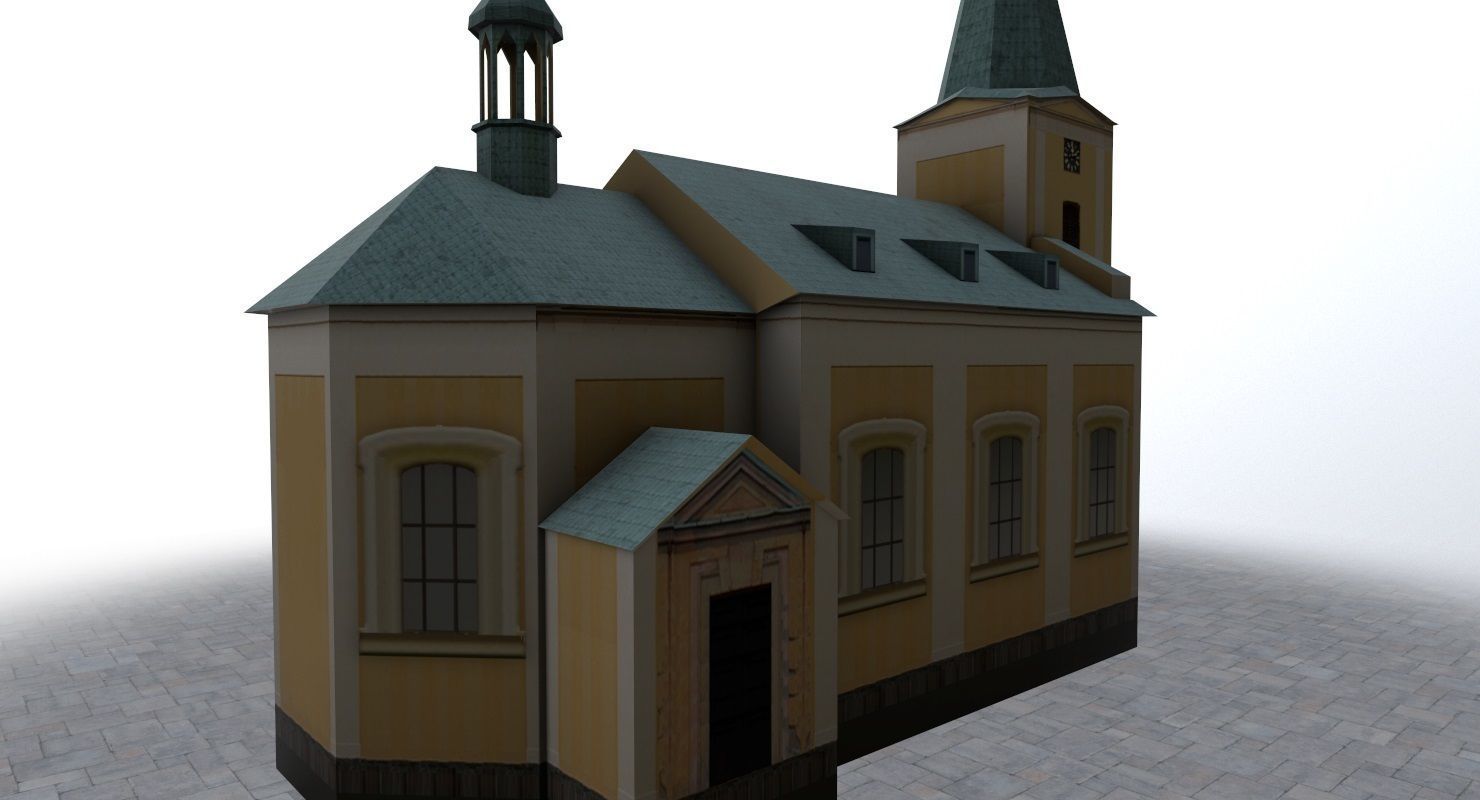 Karlovy Vary Kostel Andelske Low-poly 3D model_1