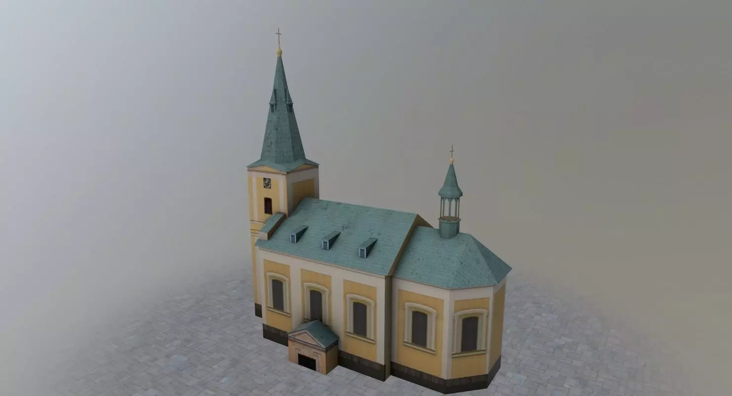 Karlovy Vary Kostel Andelske Low-poly 3D model_0