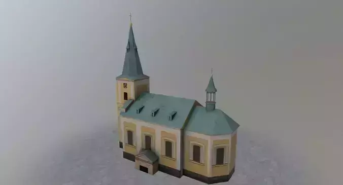 Karlovy Vary Kostel Andelske Low-poly 3D model