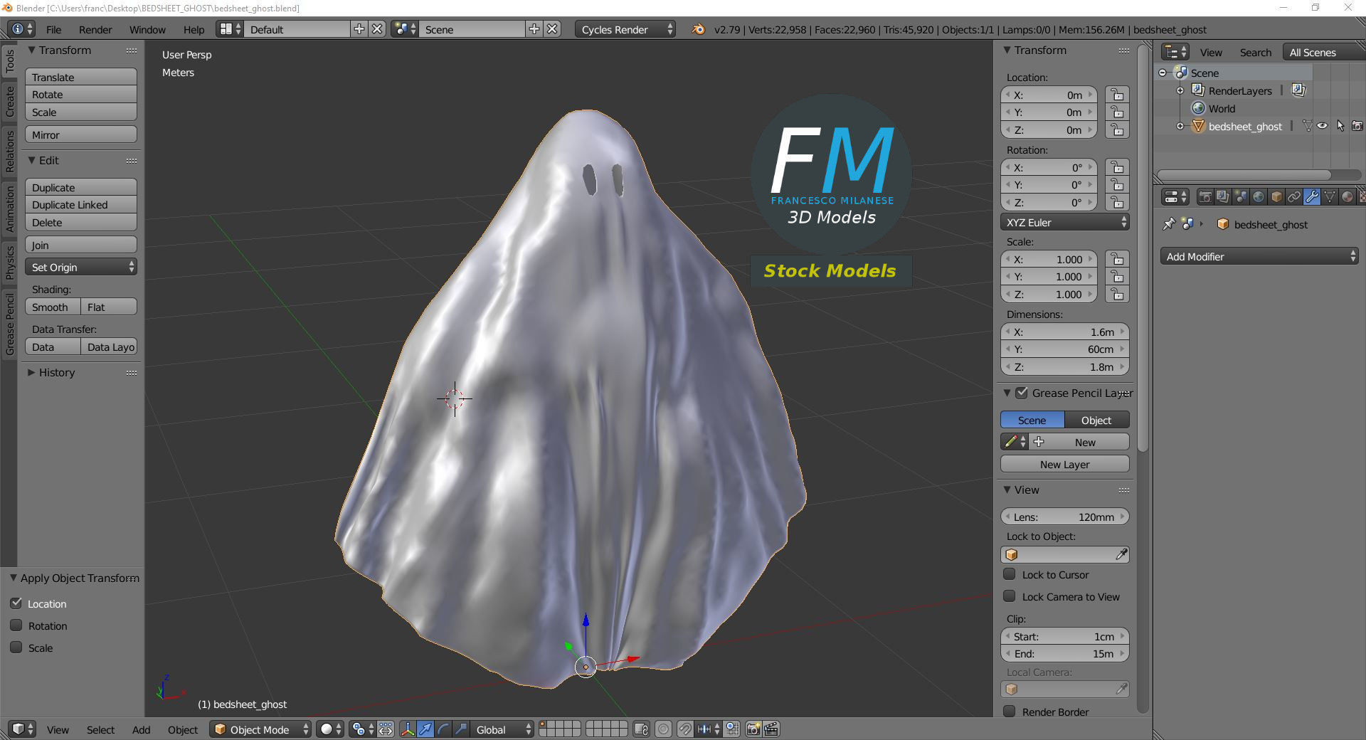 Bedsheet ghost 3D model_9