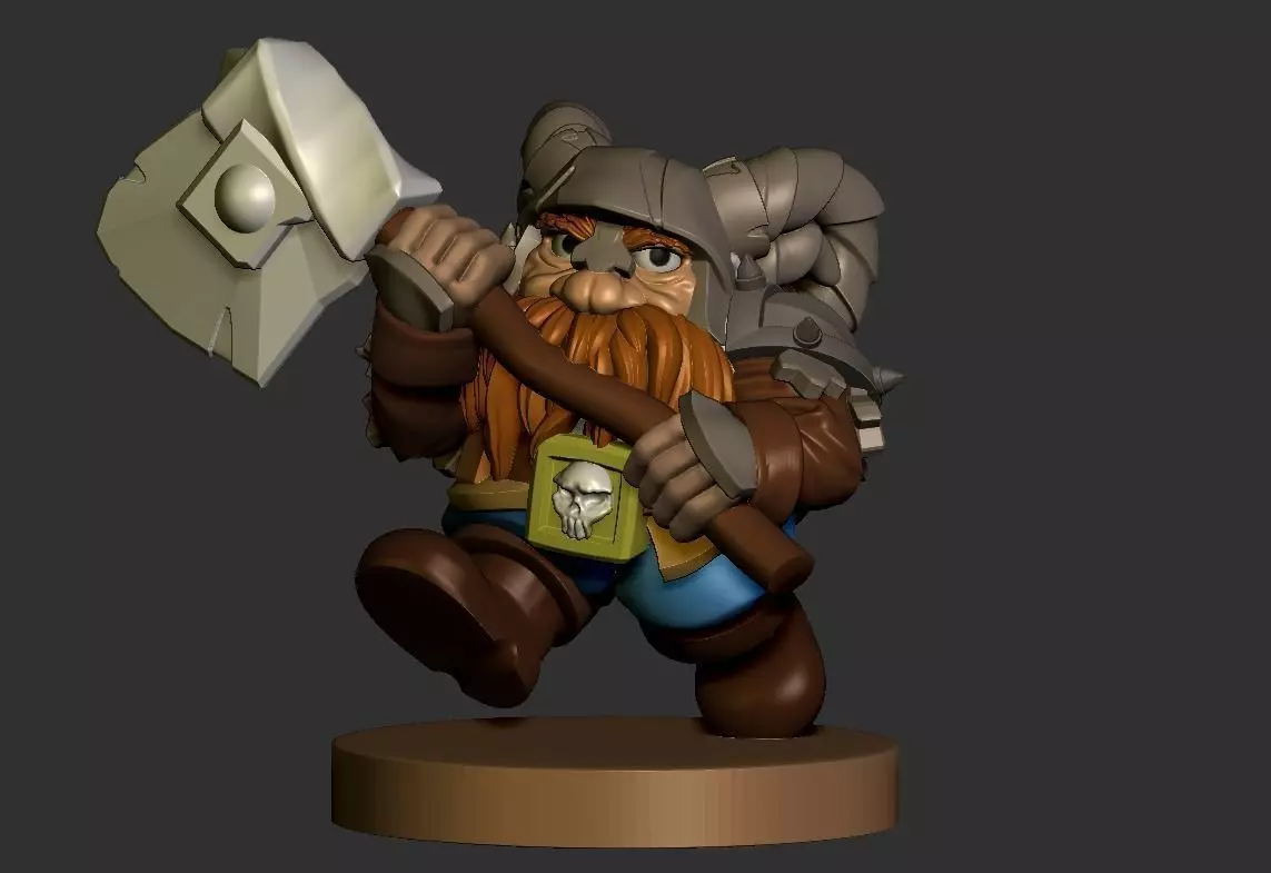 dwarf miniature of holding axe 3D print model