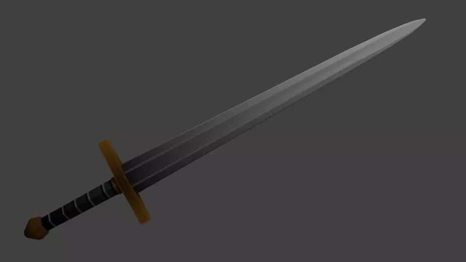 LowPoly Sword with Hand Painted Textures Low-poly 3D model_0