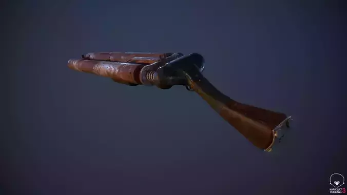 Post-apocalytic shotgun Low-poly 3D model