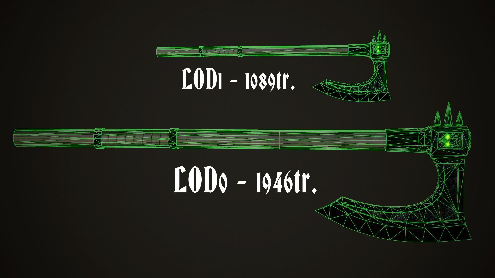 Undead  Axe Low-poly 3D model_10