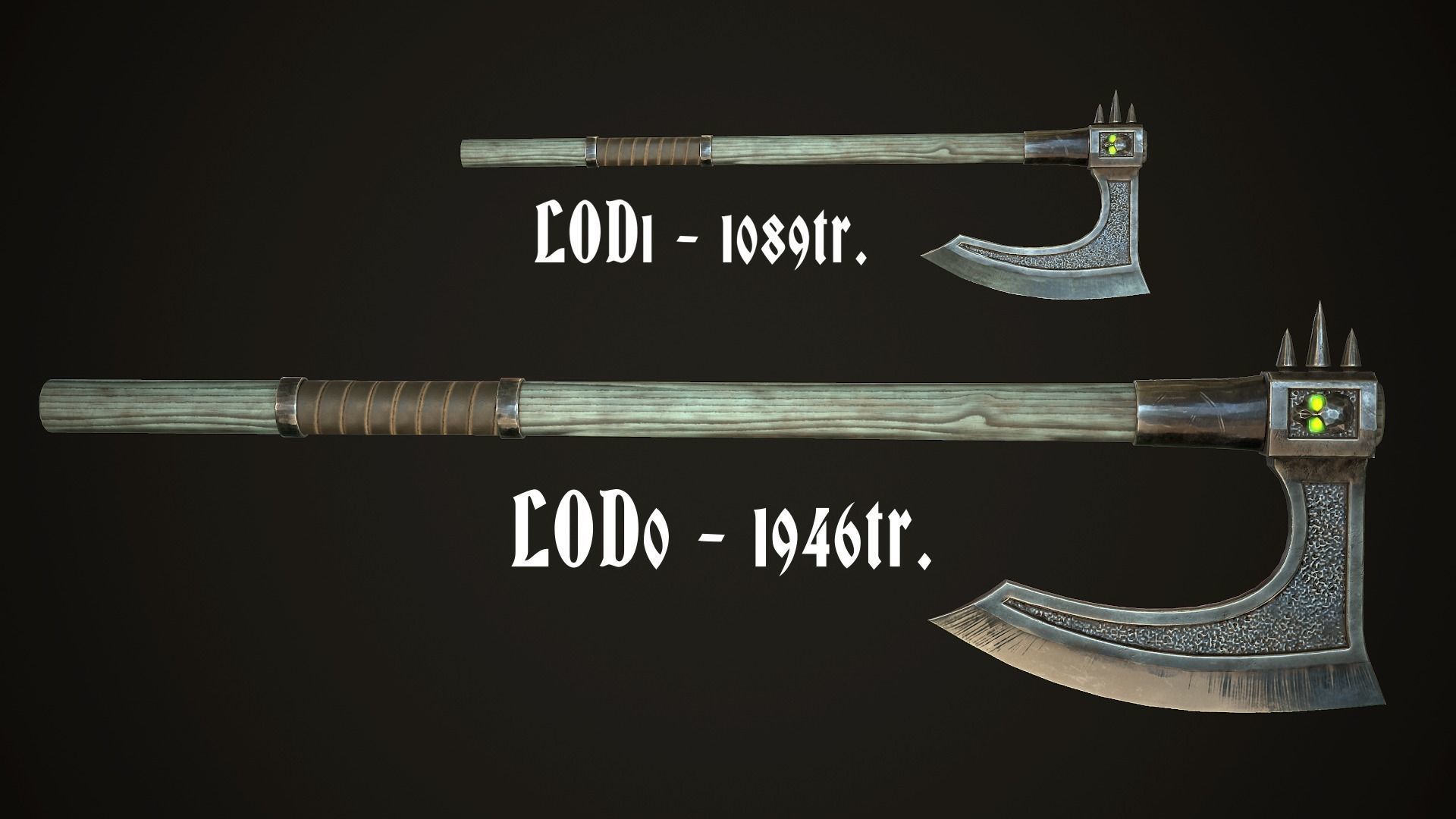 Undead  Axe Low-poly 3D model_9