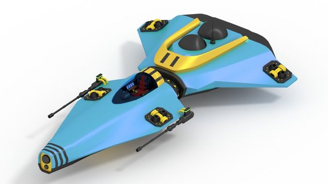 Space Fighter With Cockpit The Shadow Aster 3D model