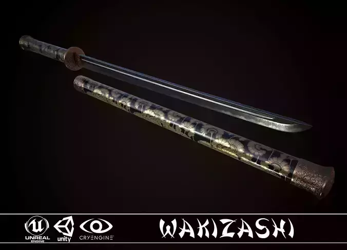 Wakizashi Cane Low-poly 3D model Wakizashi Cane Low-poly 3D model