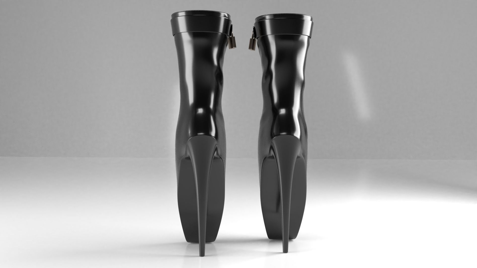 Ballet Heel Boots  Free 3D model_4