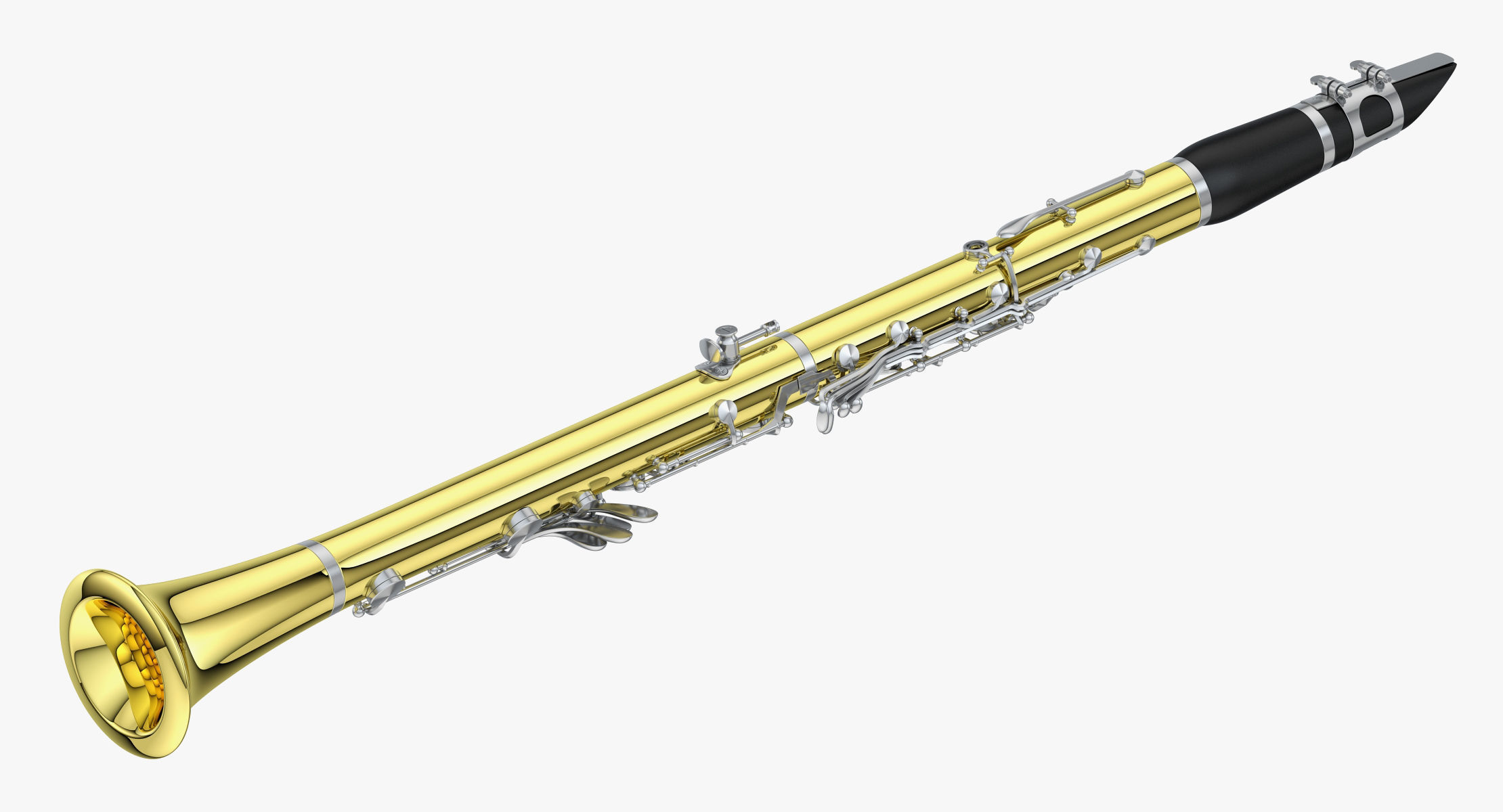 Clarinet gold saxophone 3D model_6