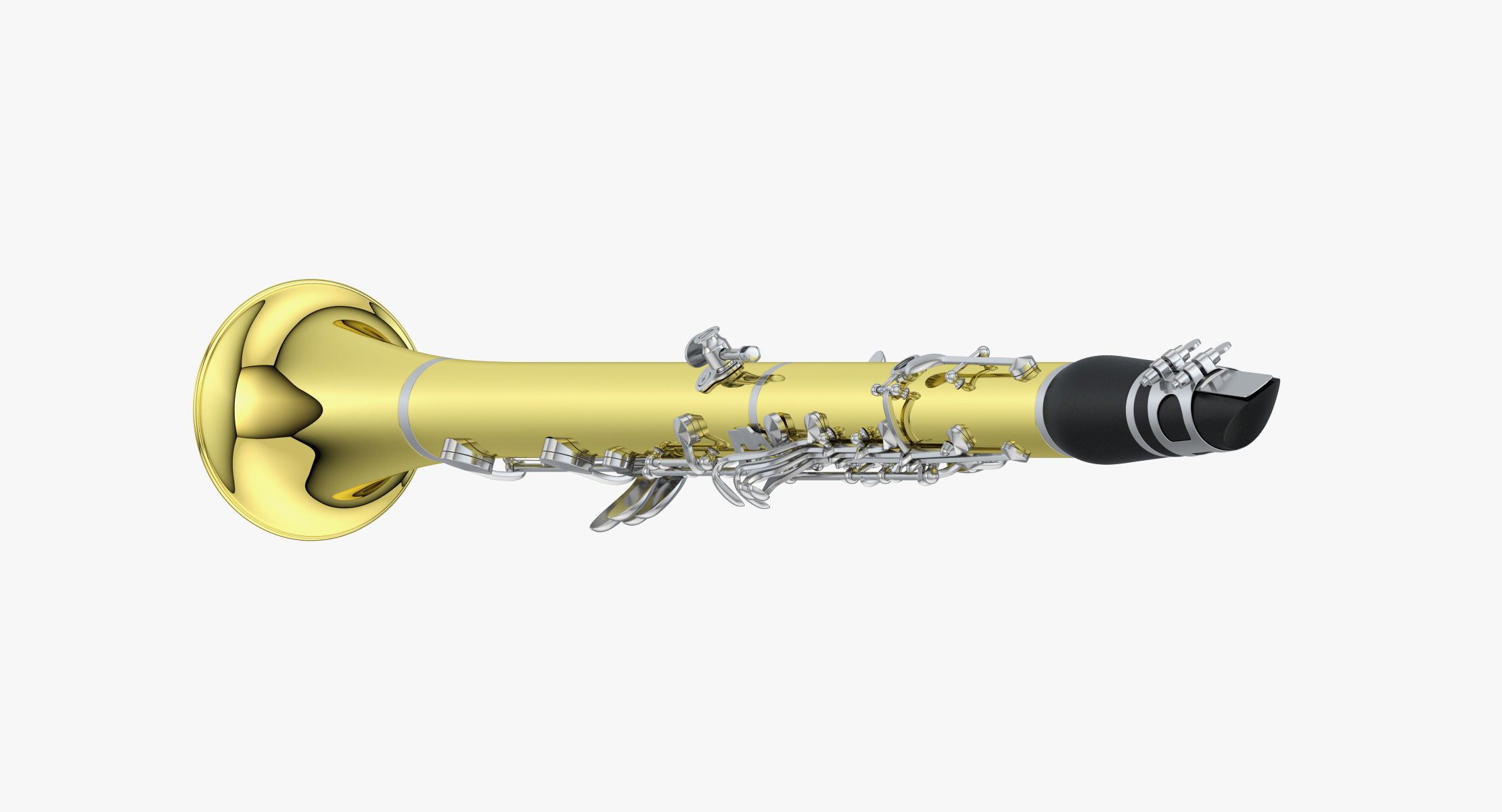Clarinet gold saxophone 3D model_8