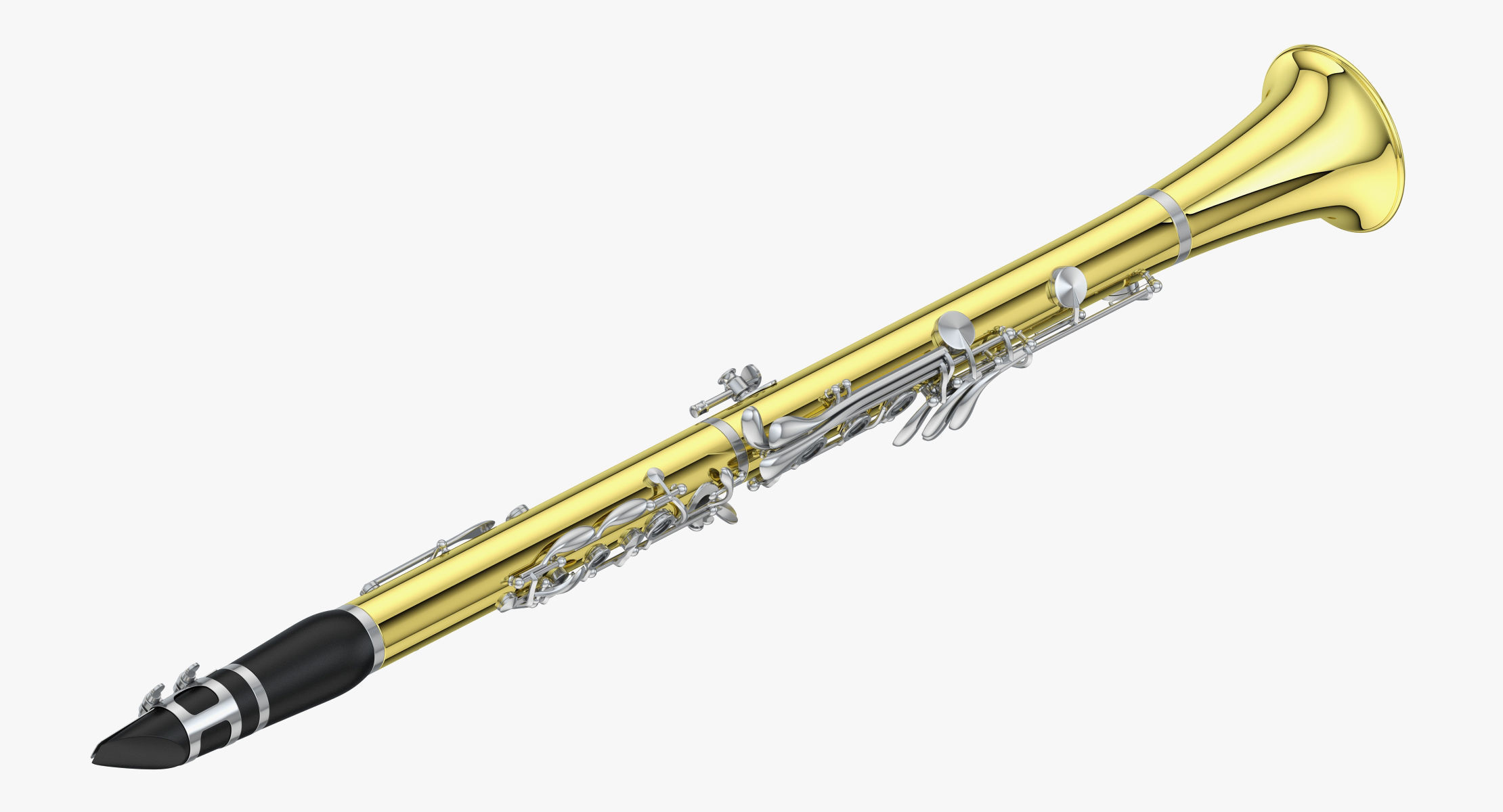 Clarinet gold saxophone 3D model_5
