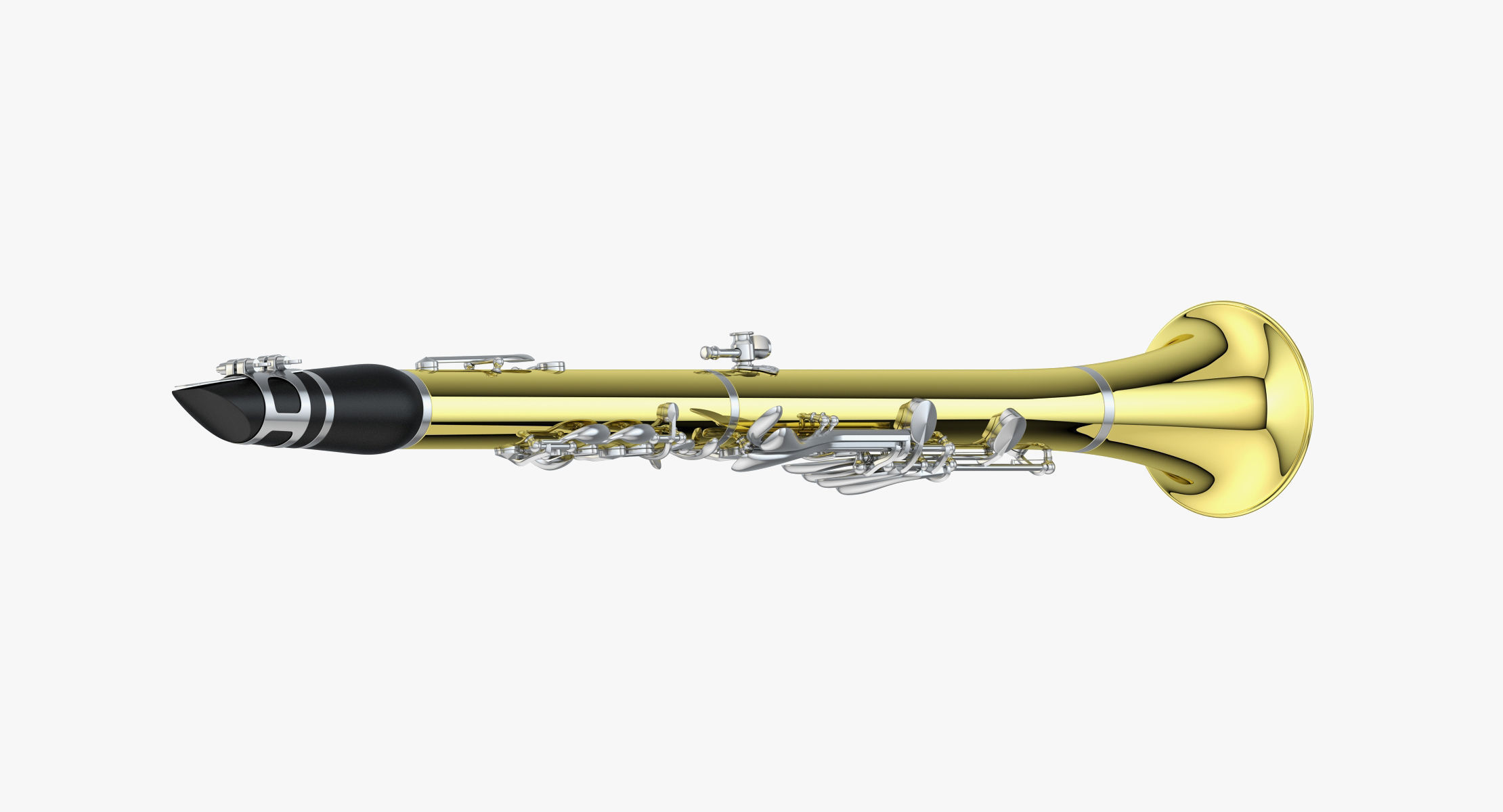 Clarinet gold saxophone 3D model_3