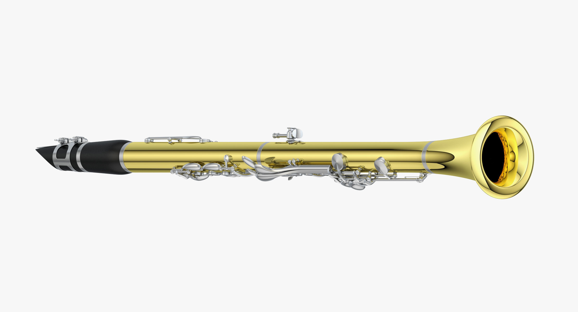 Clarinet gold saxophone 3D model_4