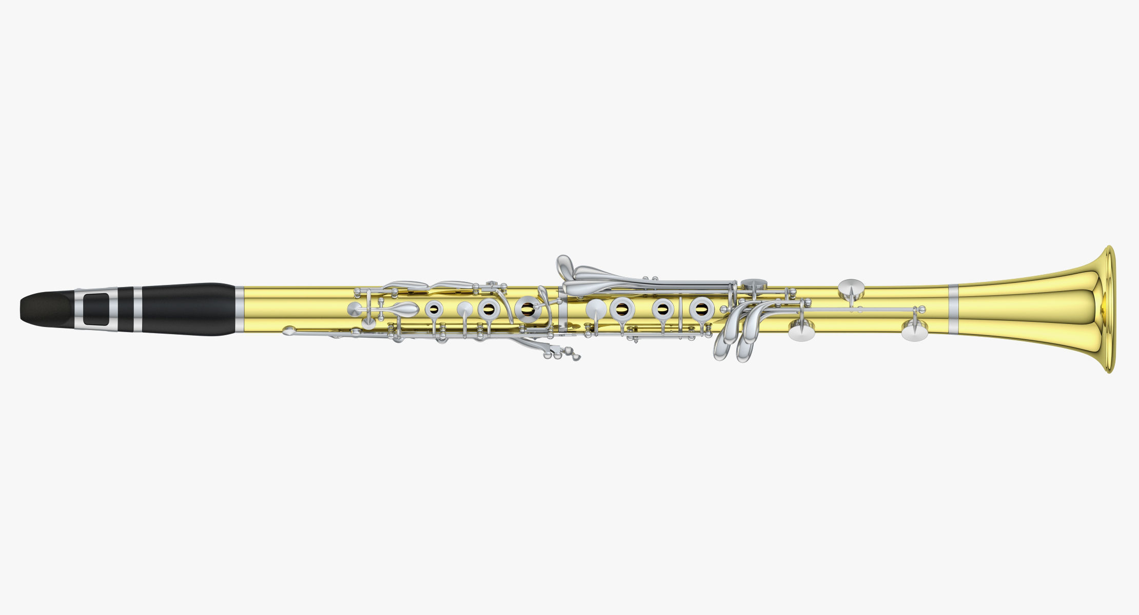 Clarinet gold saxophone 3D model_1