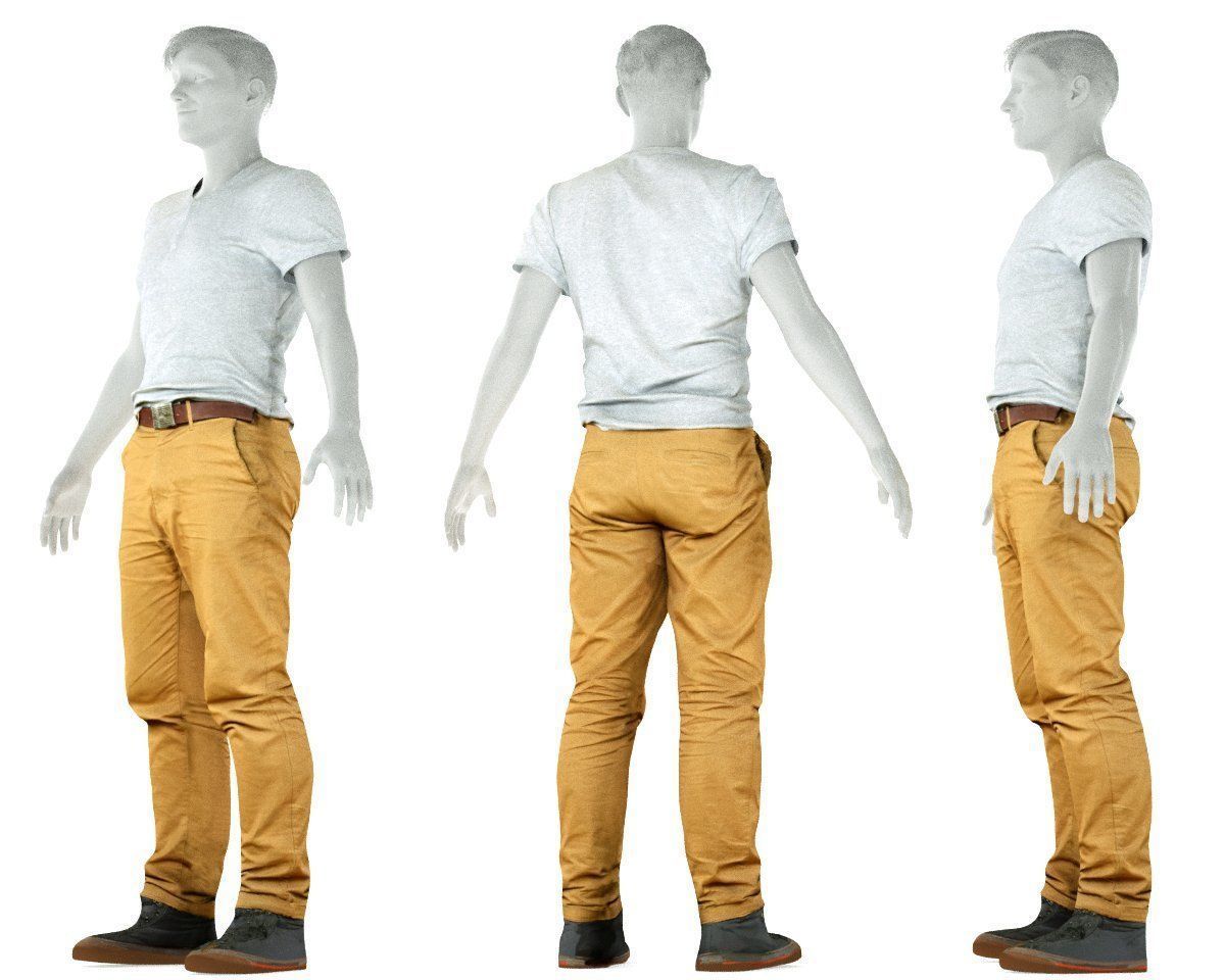 Male Casual Outfit 27 Tshirt Pants Shoes Low-poly 3D model_7